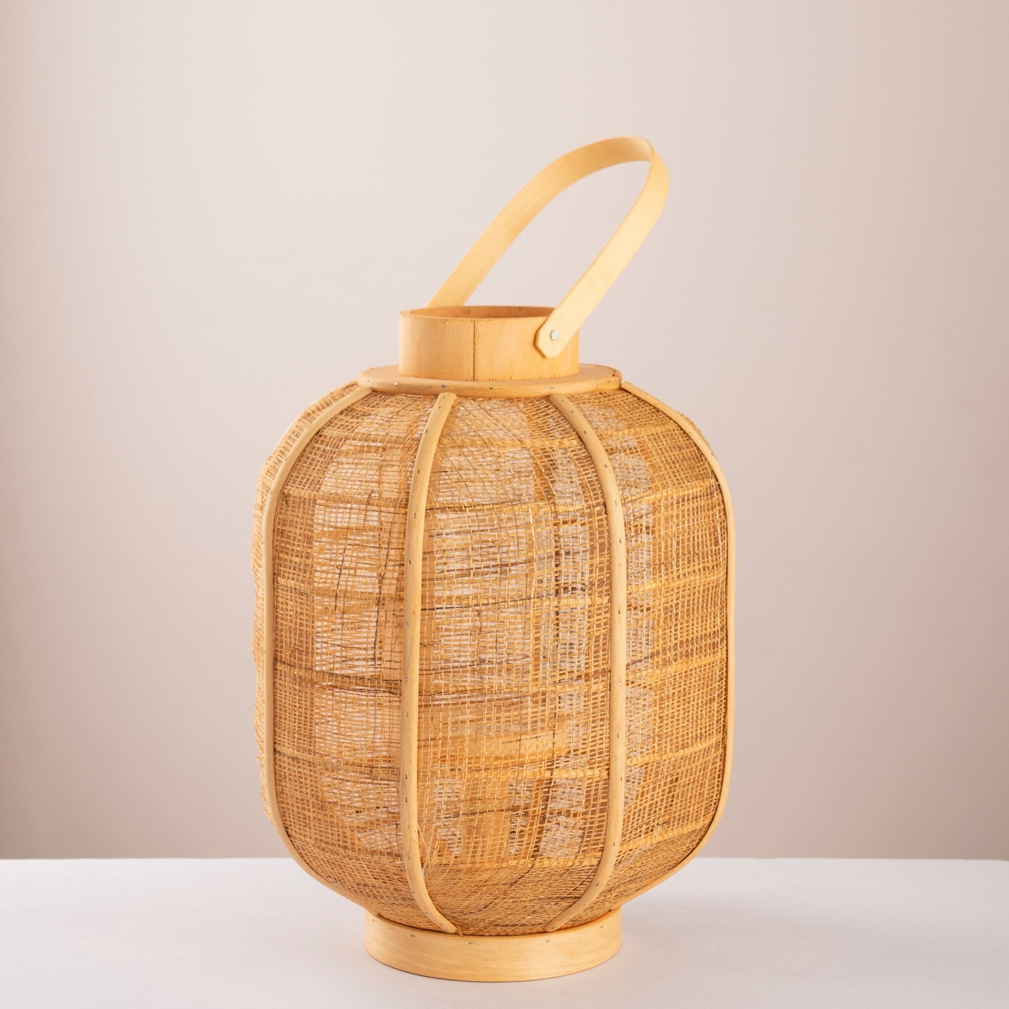 Woven Rattan Lantern Candle Holder – Modern Boho Floor Lamp - Urban Home