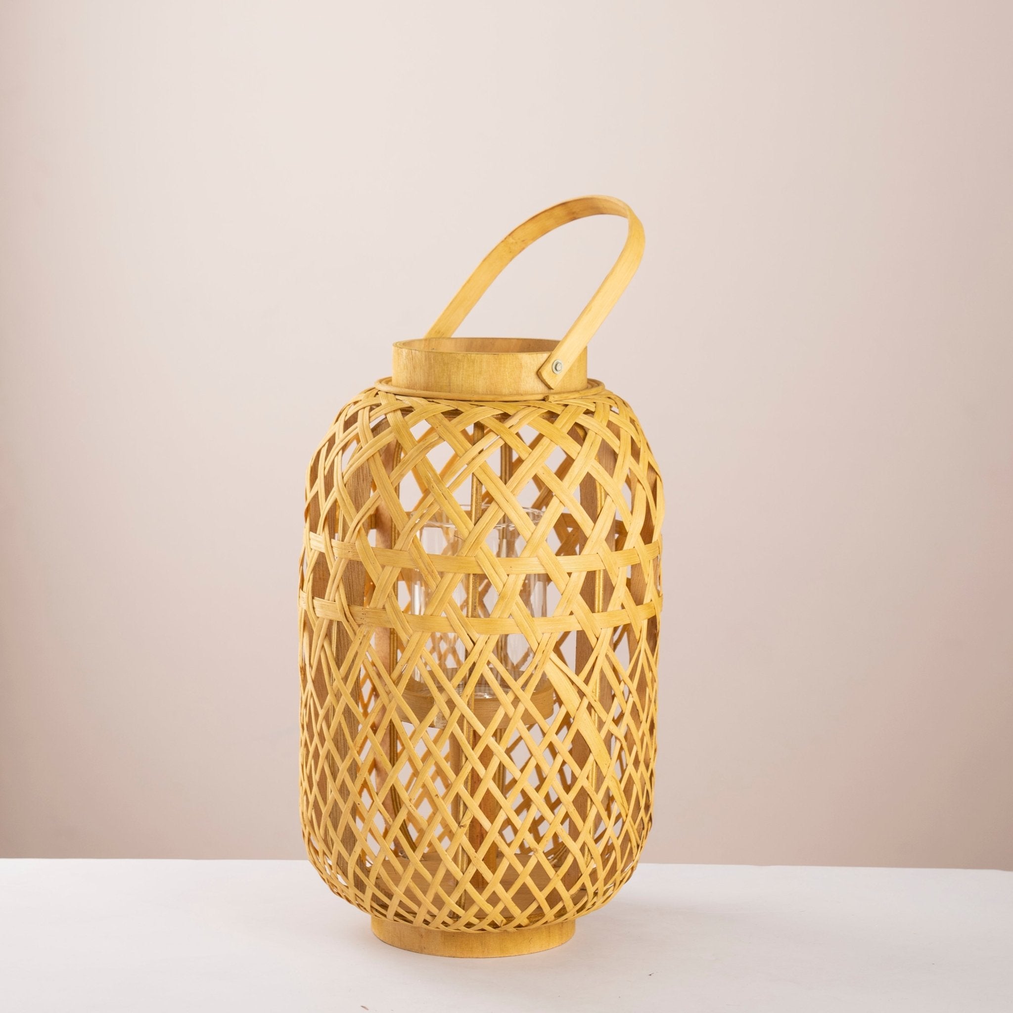 Bamboo Lattice Lantern – Scandi - Chic Candle Holder - Urban Home
