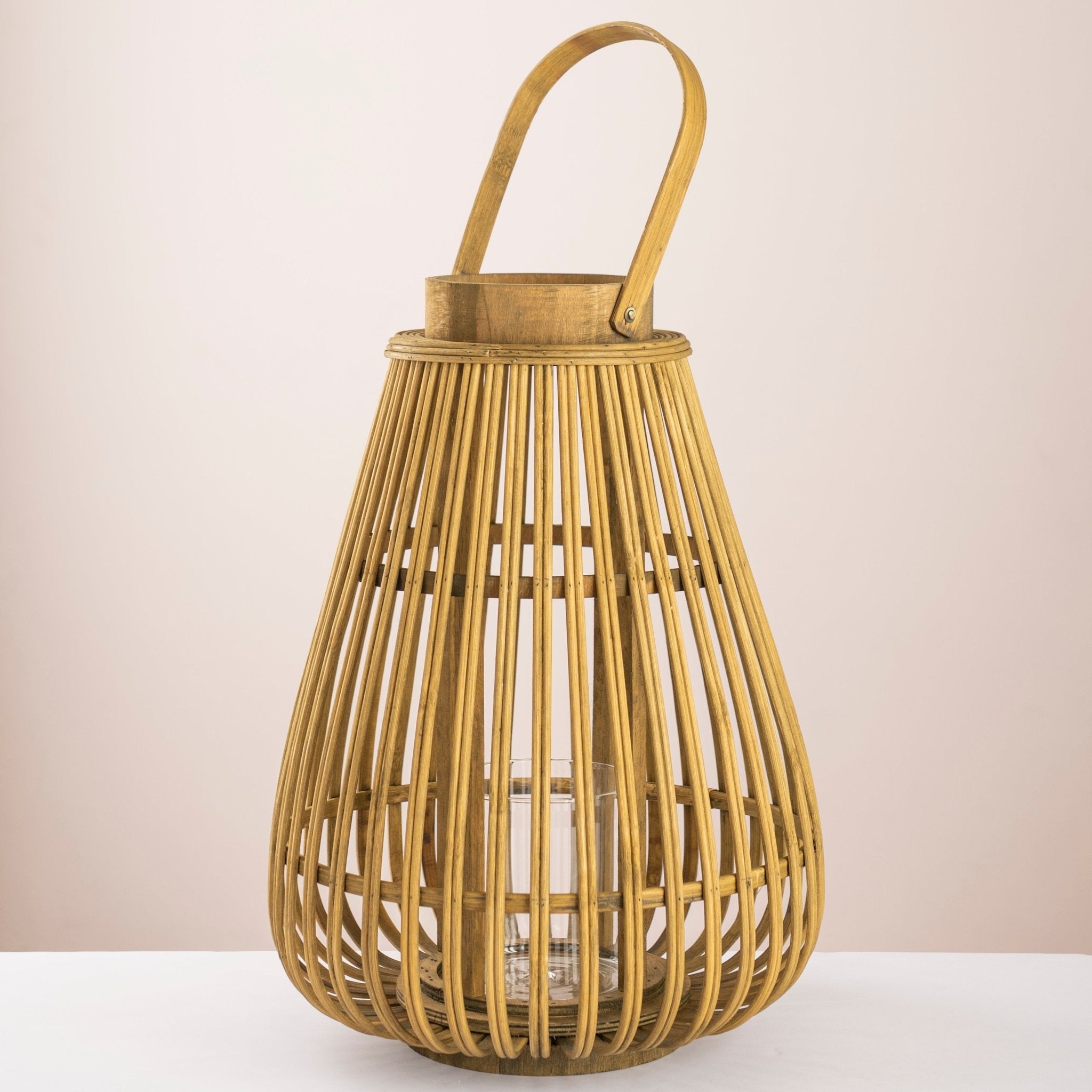 Bamboo Spindle Lantern – Minimalist Scandi - Chic Candle Holder - Urban Home