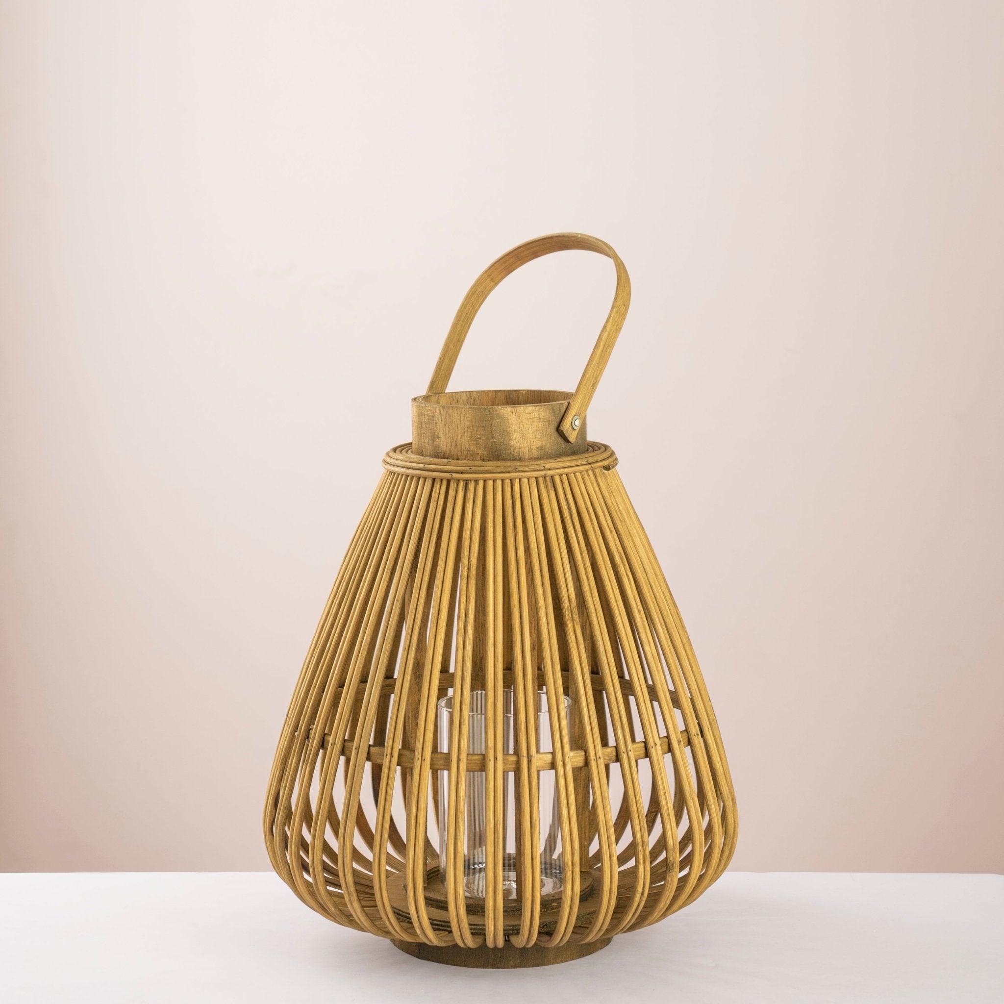 Bamboo Spindle Lantern – Minimalist Scandi - Chic Candle Holder - Urban Home