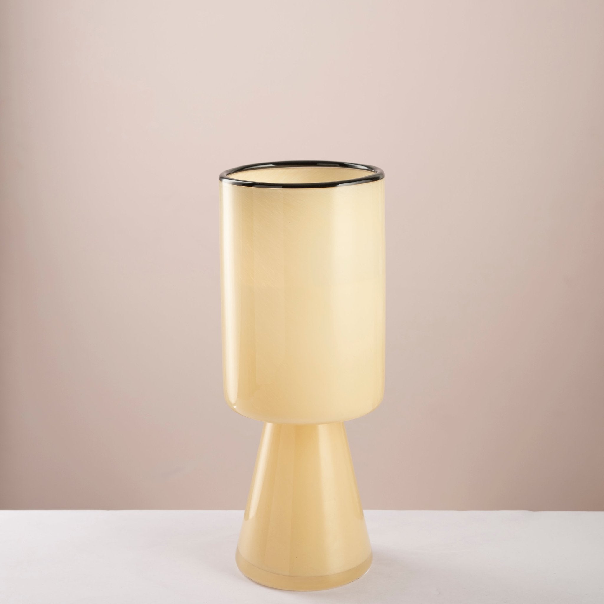 Butter Glow Pedestal Vase black rim - Urban Home