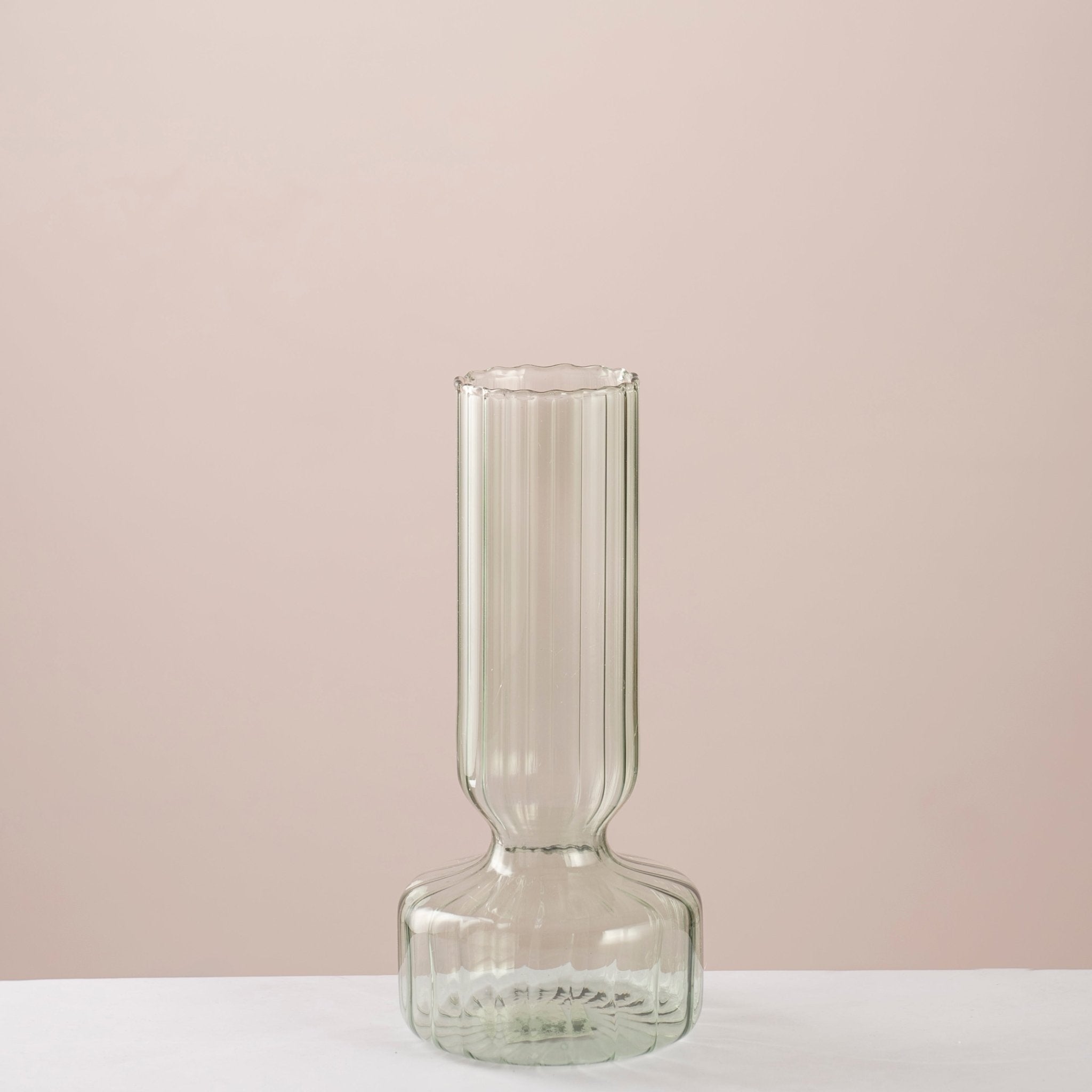 Ribbed Green Flower Vase - Urban Home