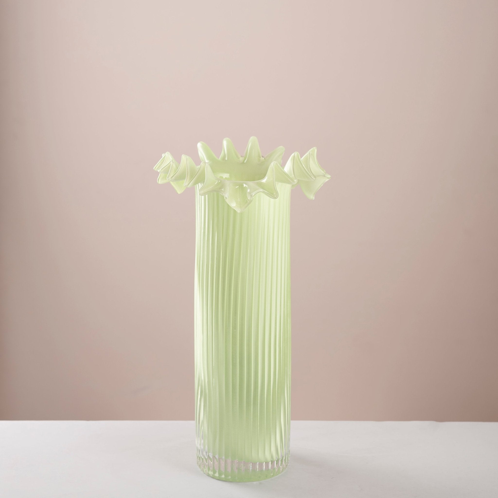 Lime Petal Ribbed Vase - Urban Home