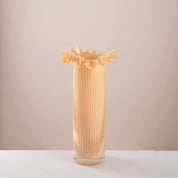 Peach Ribbed Ruffle Glass Vase - Urban Home