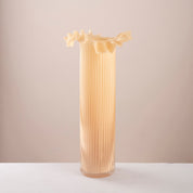 Peach Ribbed Ruffle Glass Vase - Urban Home