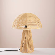 Modern Rattan Mushroom Table Lamp – Woven Boho Desk Light - Urban Home