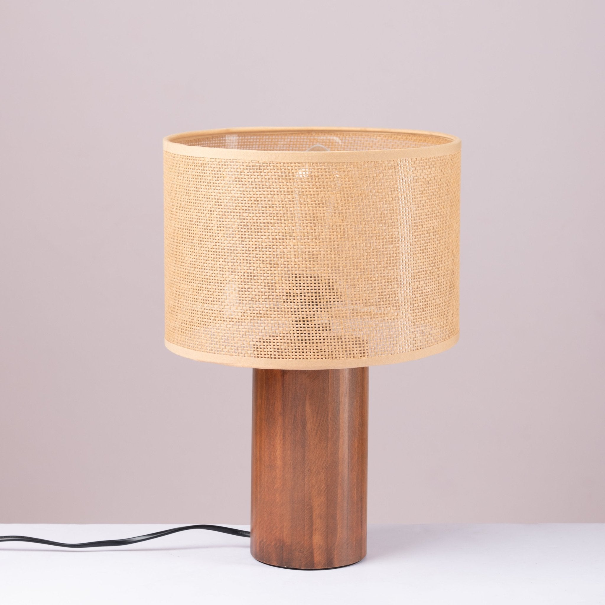 Mid - Century Modern Wood and Mesh Table Lamp - Urban Home