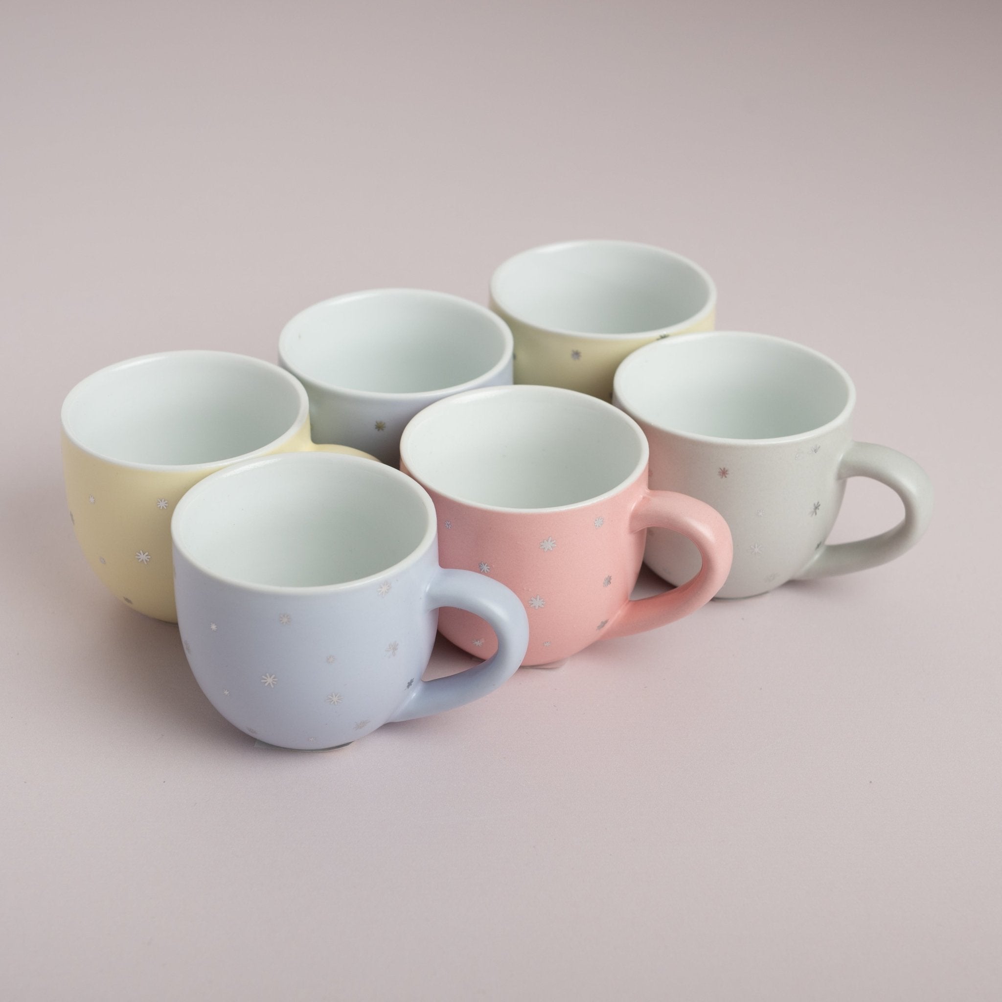 Pastel colorful star coffee cups 6pcs set - Urban Home