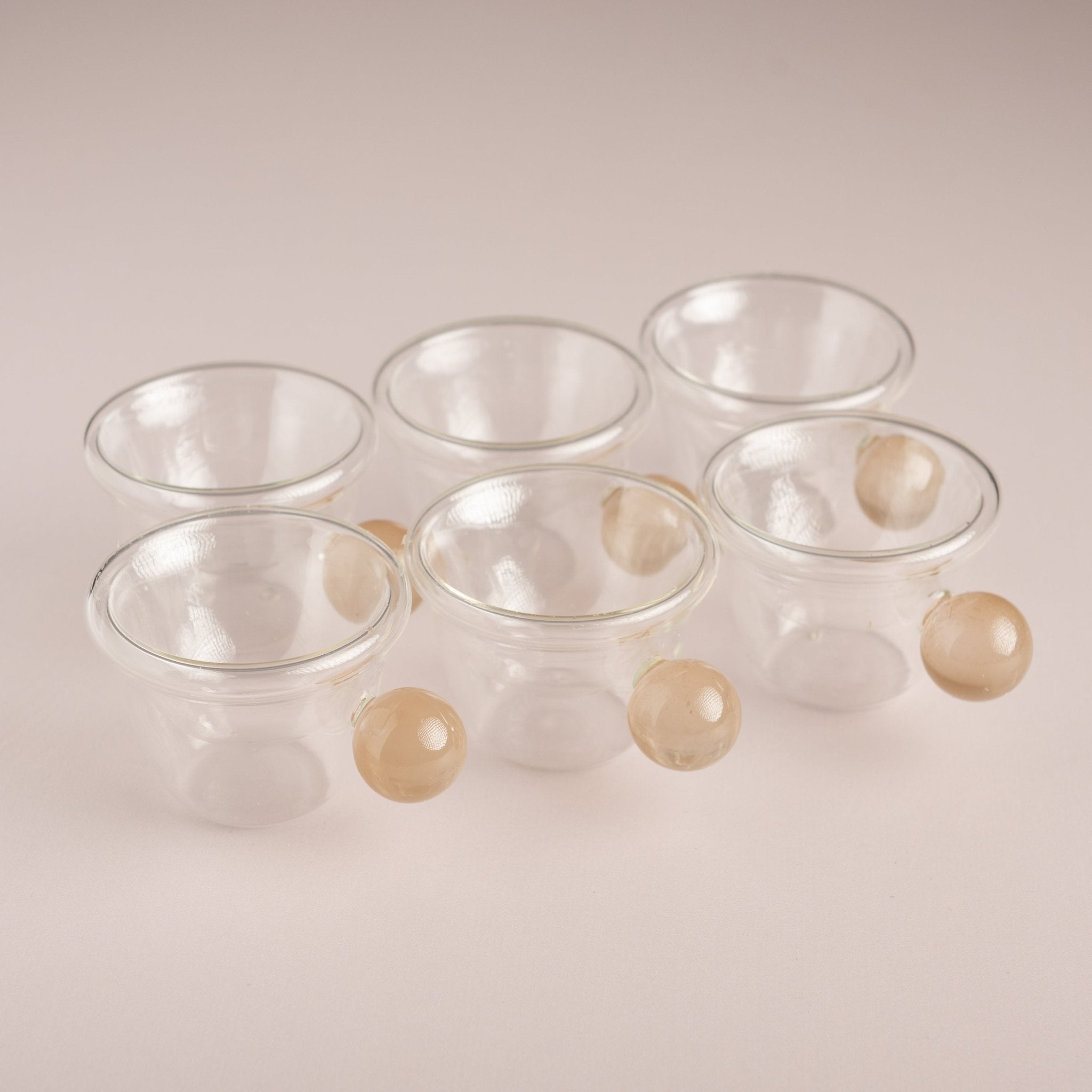 Orb Handle Double Wall Glass Cup - 6pcs set - Urban Home