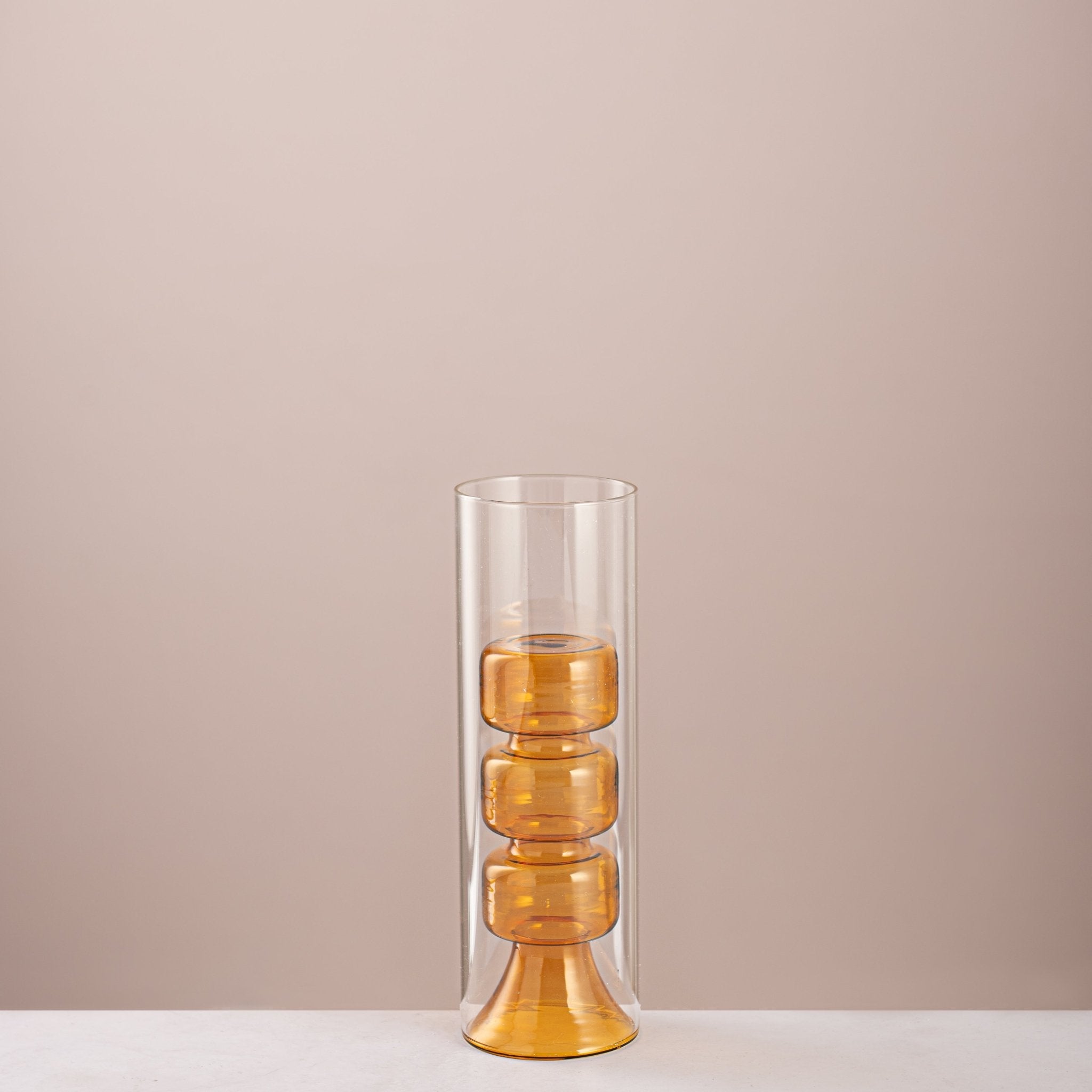 Double - Walled Amber Tiered Vase - Urban Home