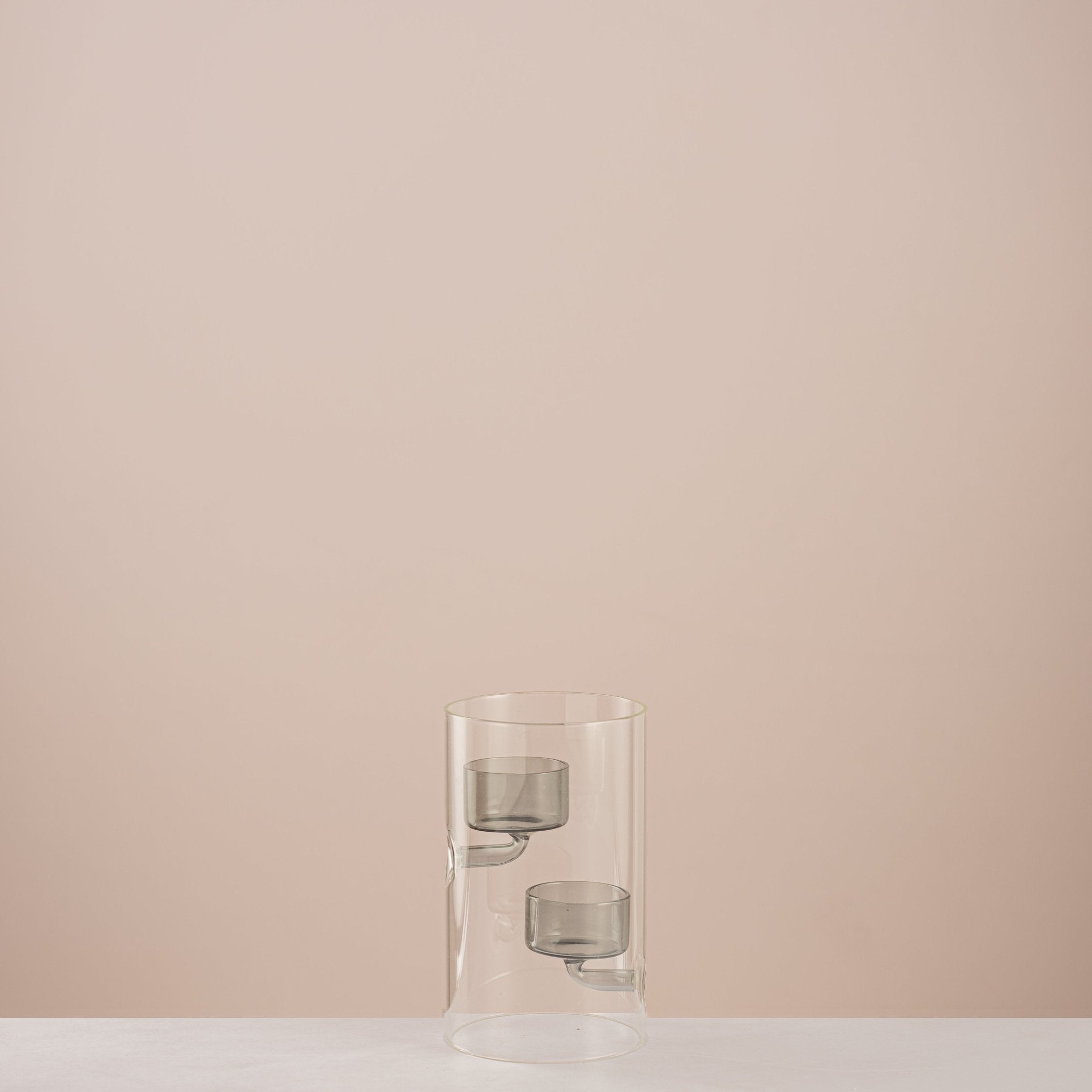 Dual Tiered Smoked Glass Candle Holder - Urban Home