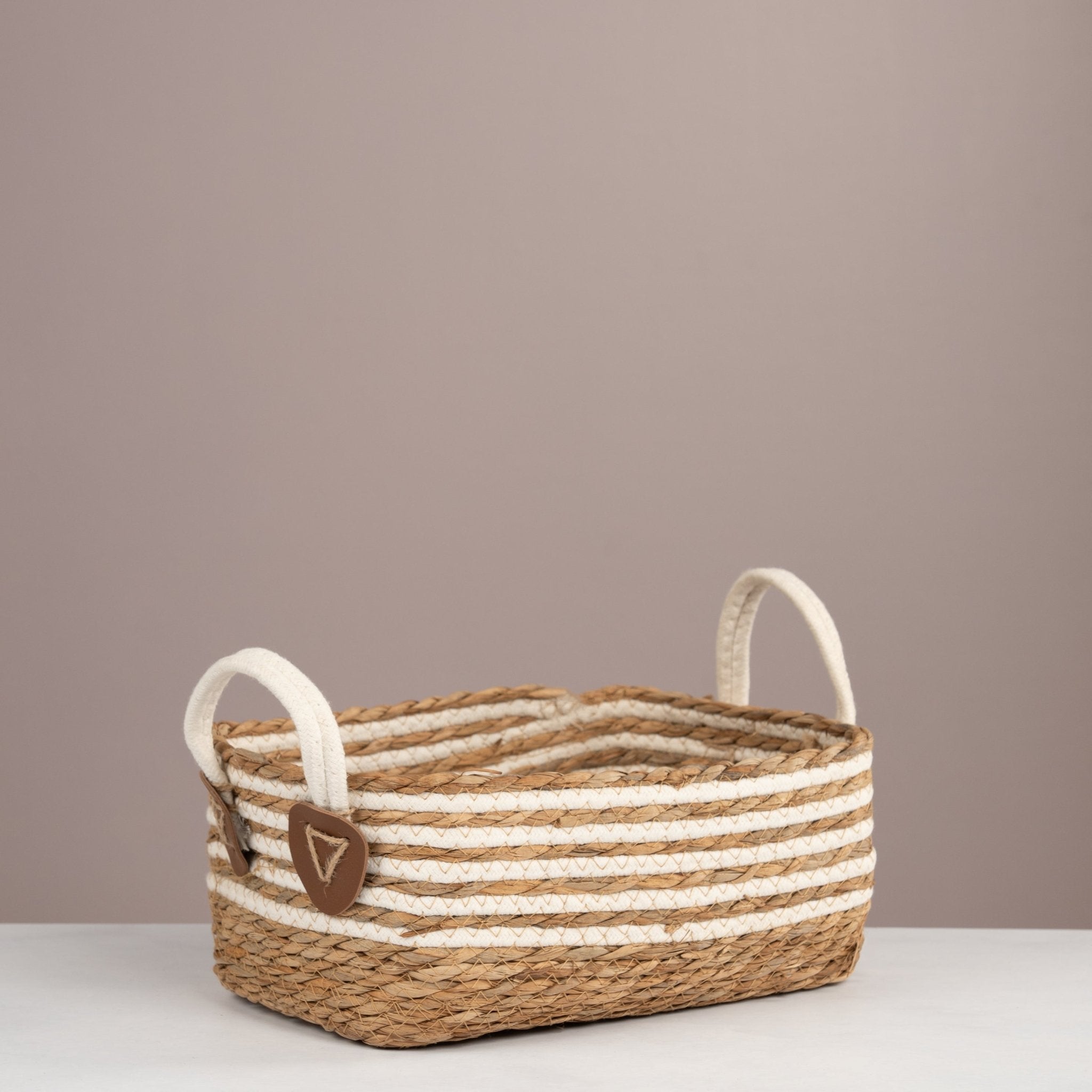 Coastal Stripe Woven Storage Basket - Urban Home