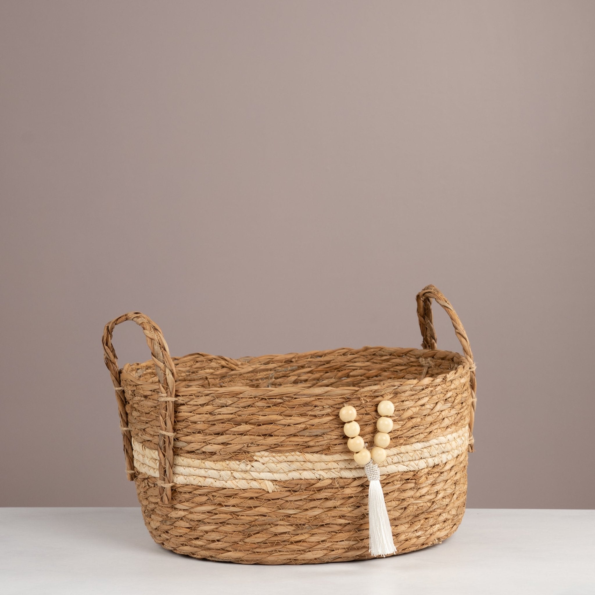 Boho Tassel Oval Storage Basket - Urban Home