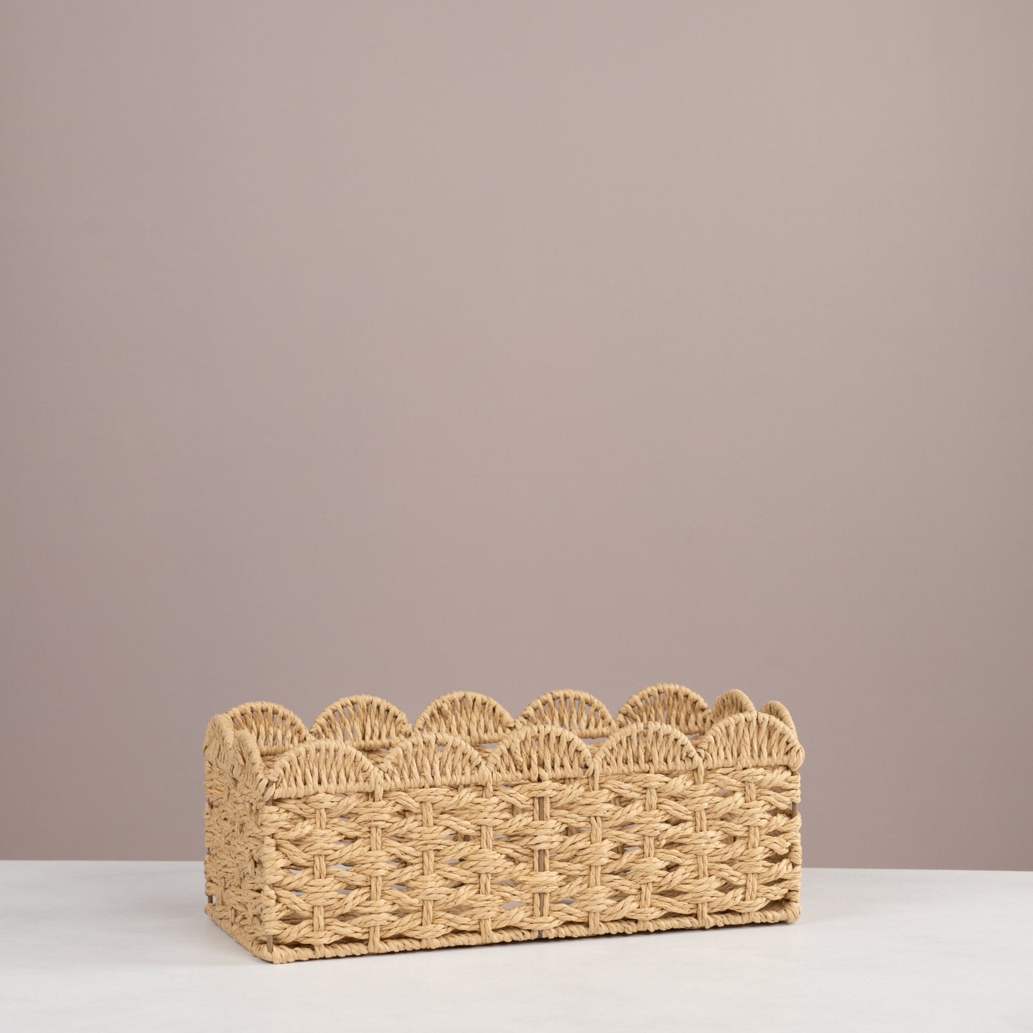 Scalloped Woven Storage Tray - Urban Home