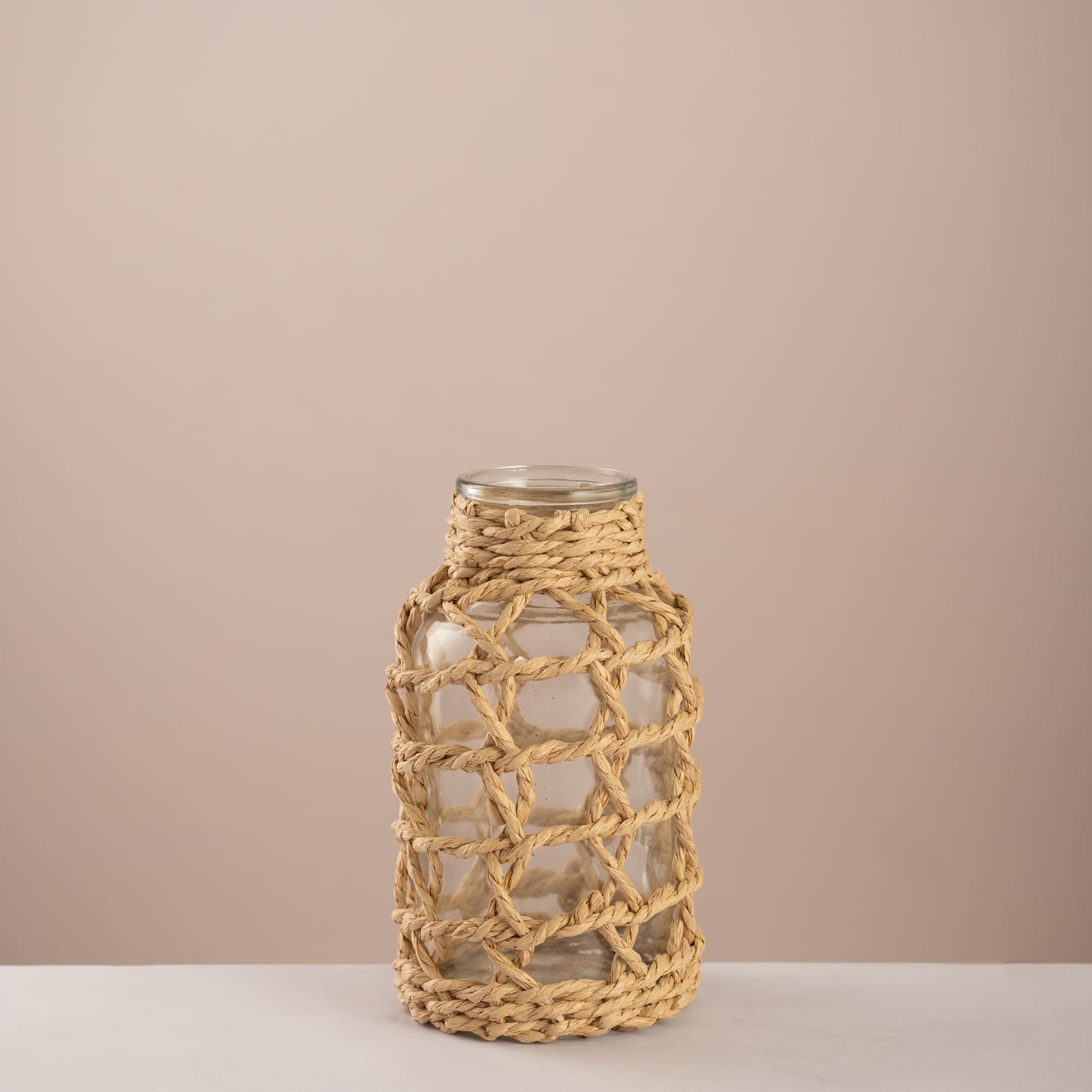 Rope Wrapped Glass Vase - Natural Woven Decor - Urban Home