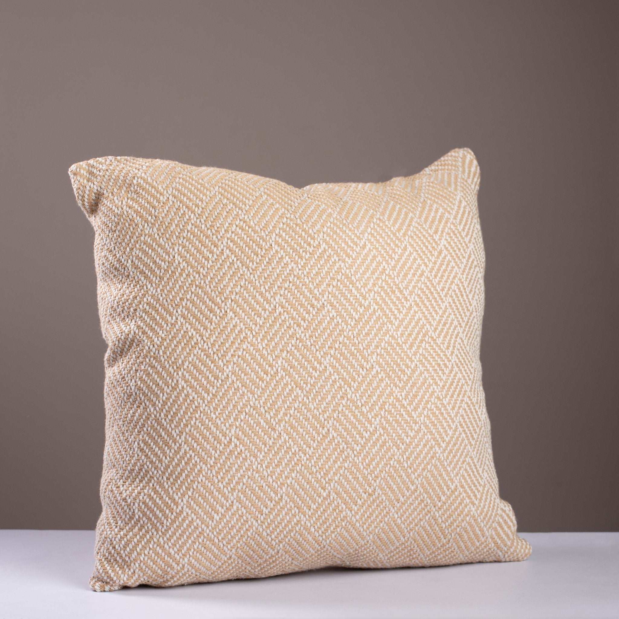 Woven Herringbone Pillow Cover – Neutral Beige & White - Urban Home