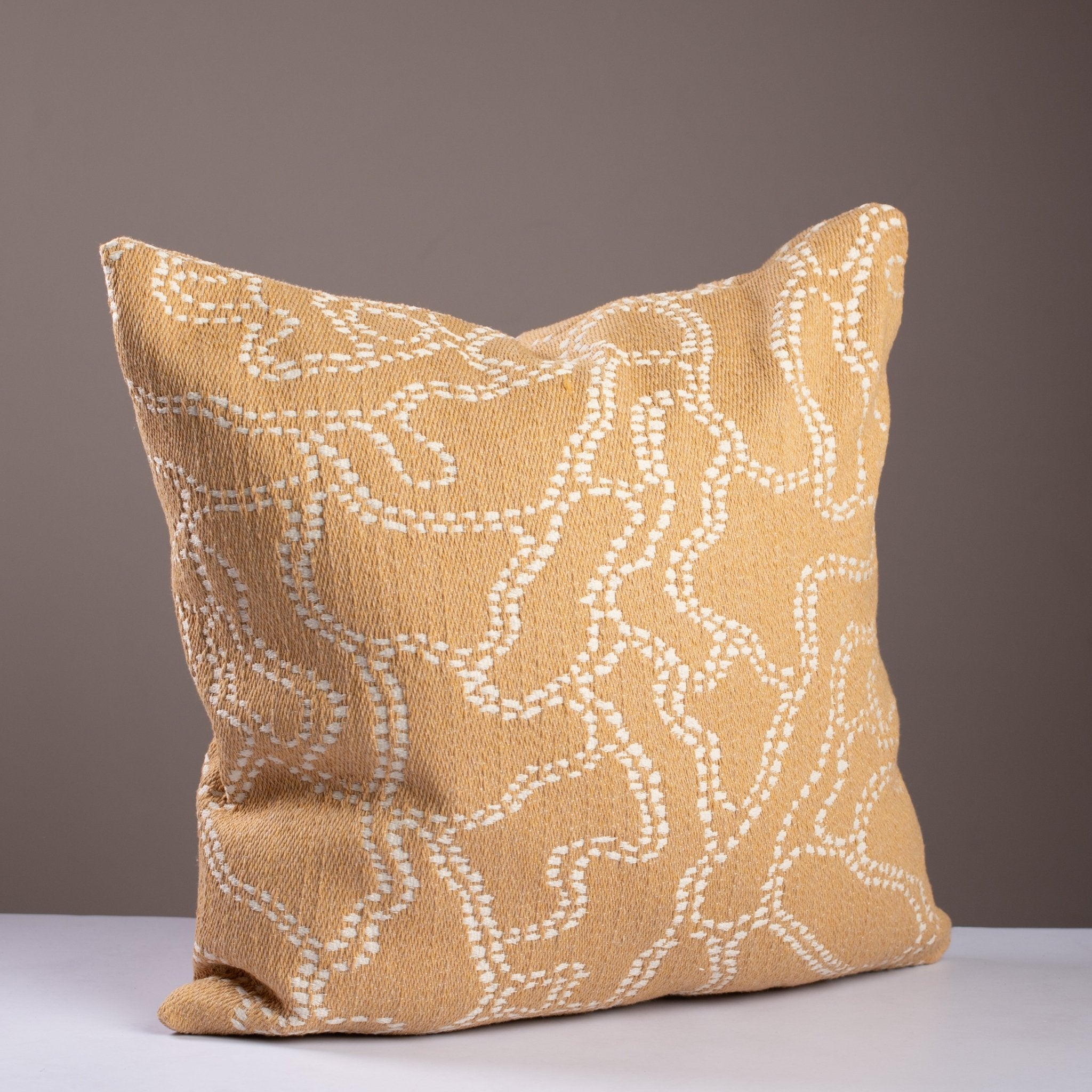 Mustard & White Throw Pillow Cover – Abstract Stitch - Urban Home