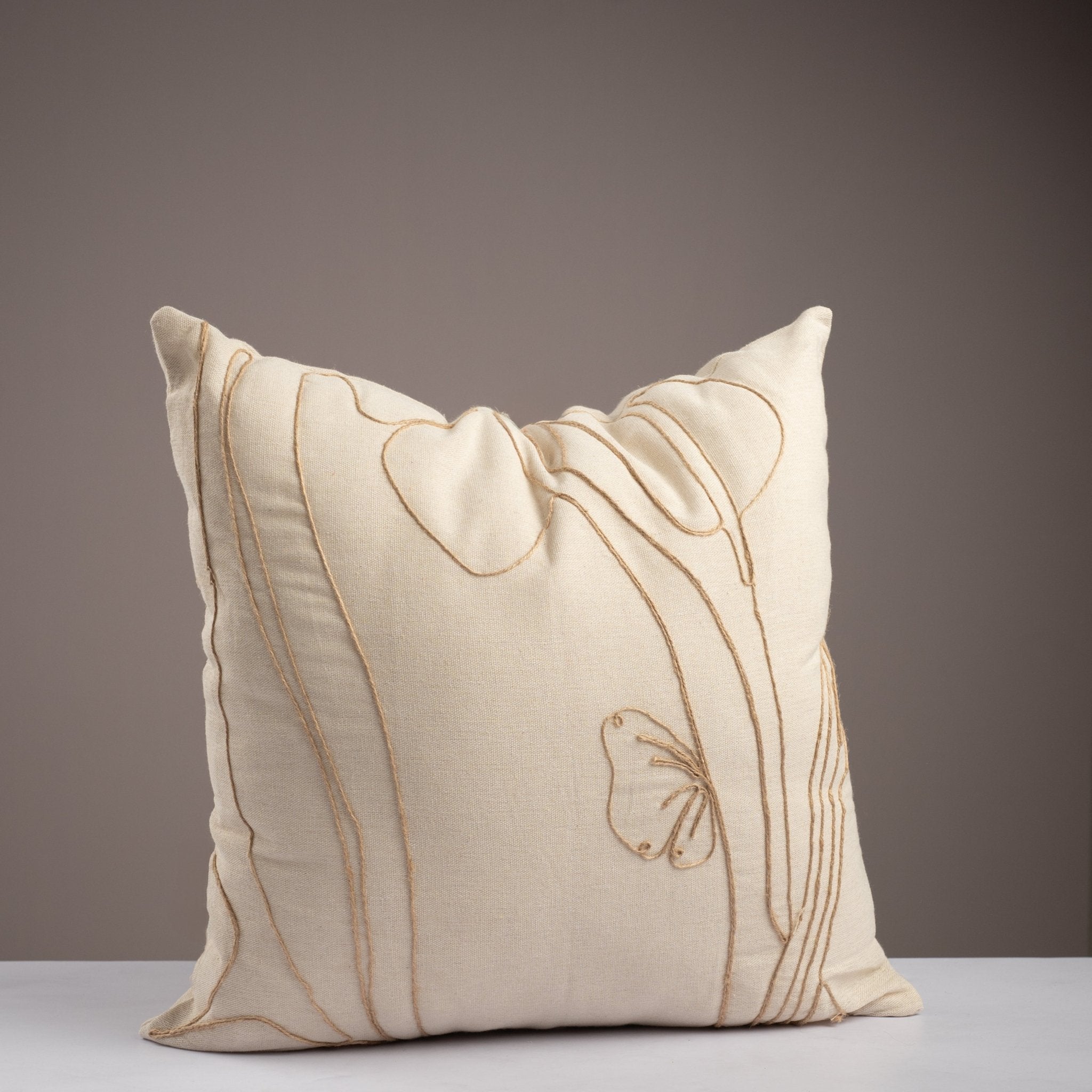 Floral Beige Cushion Cover - Urban Home