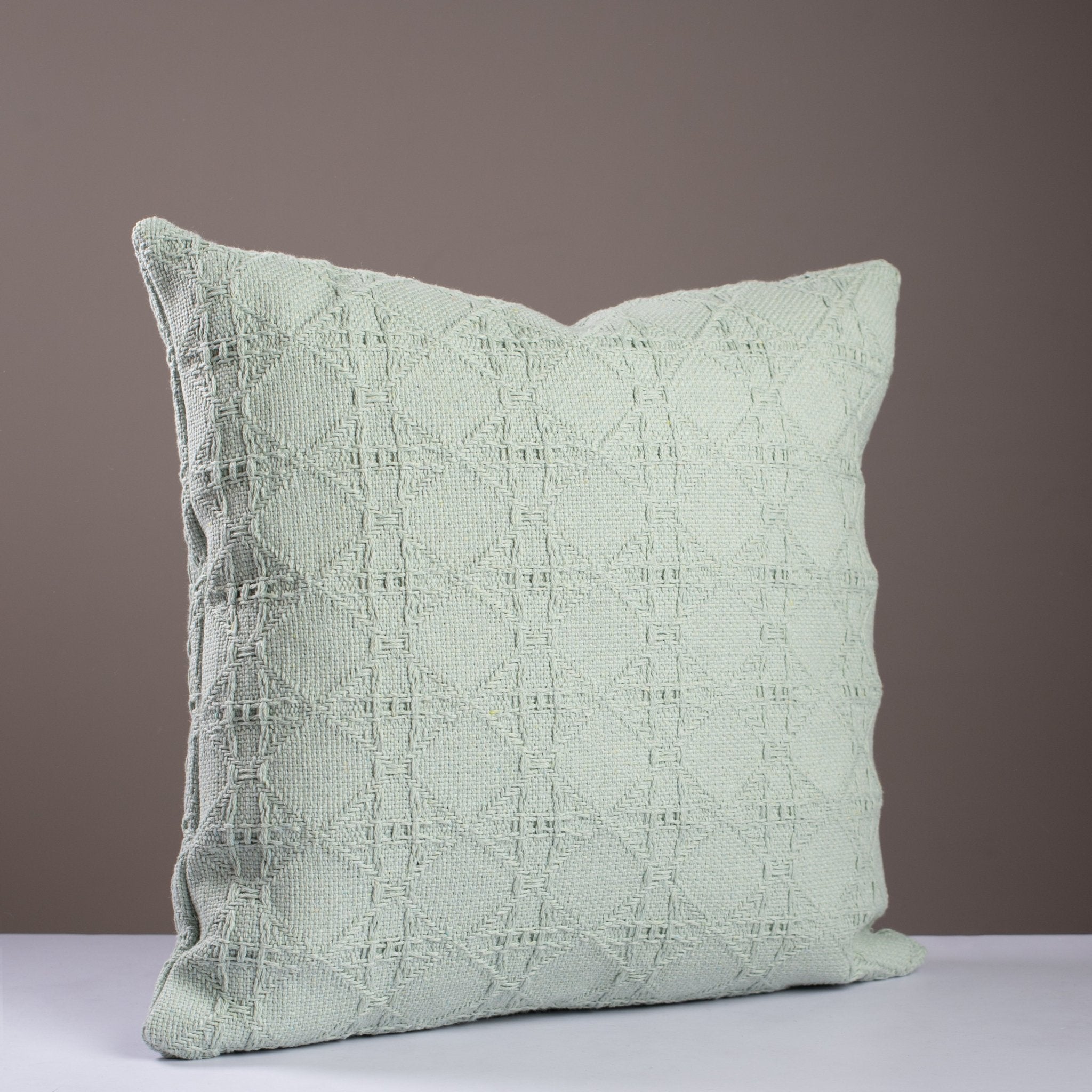 Sage Green Diamond Throw Pillow Cover – Textured Woven - Urban Home