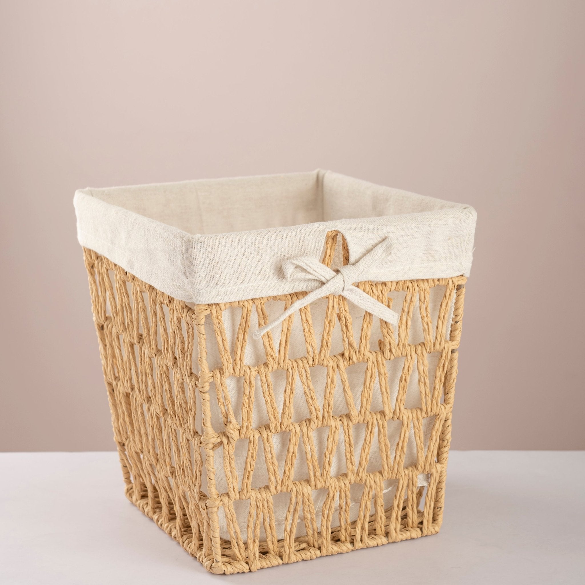 Square woven trash & tissue set - Beige - Urban Home