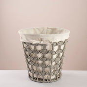 Round woven trash & tissue set - Gray - Urban Home