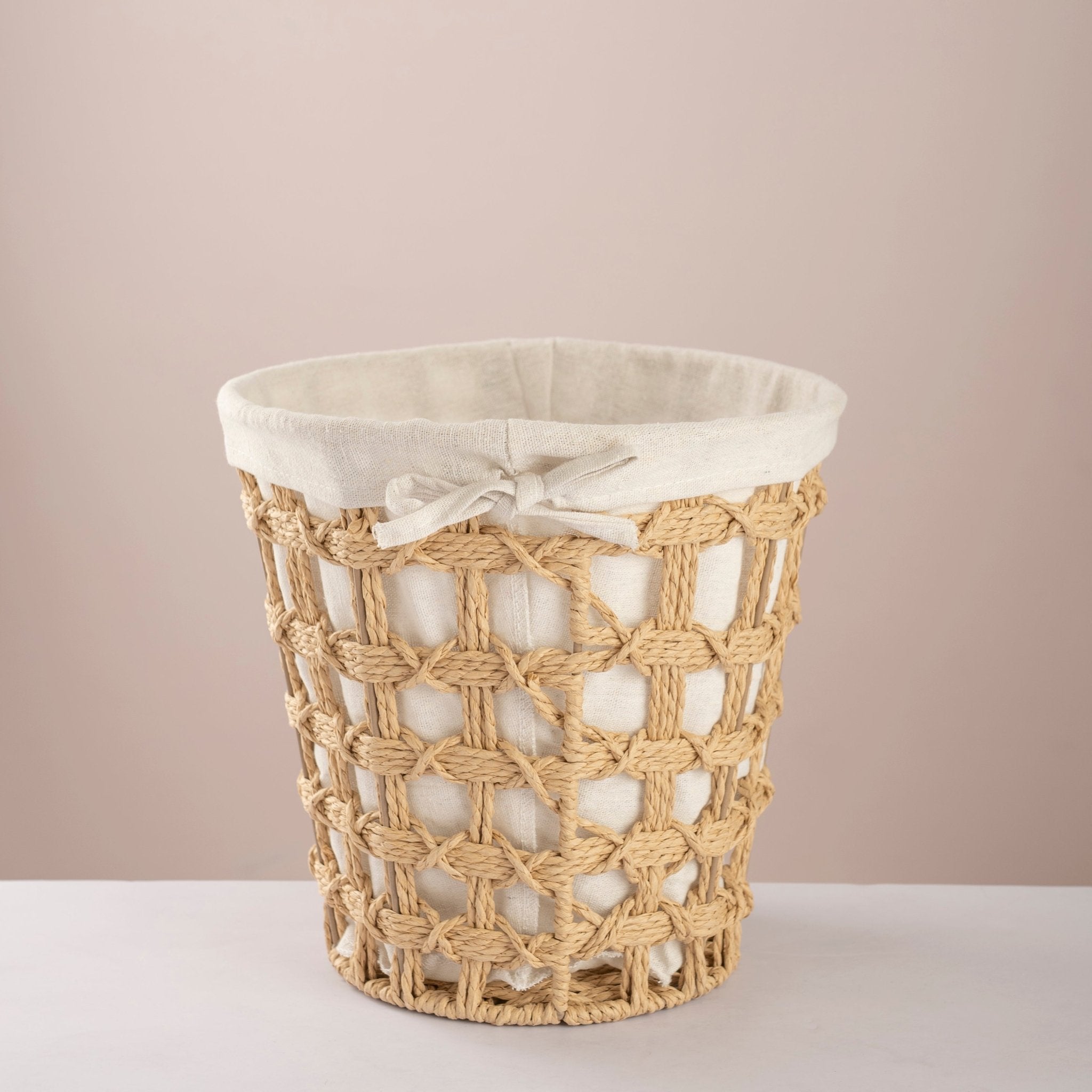 Round woven trash & tissue set - Natural - Urban Home
