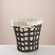 Round woven trash & tissue set - Black - Urban Home