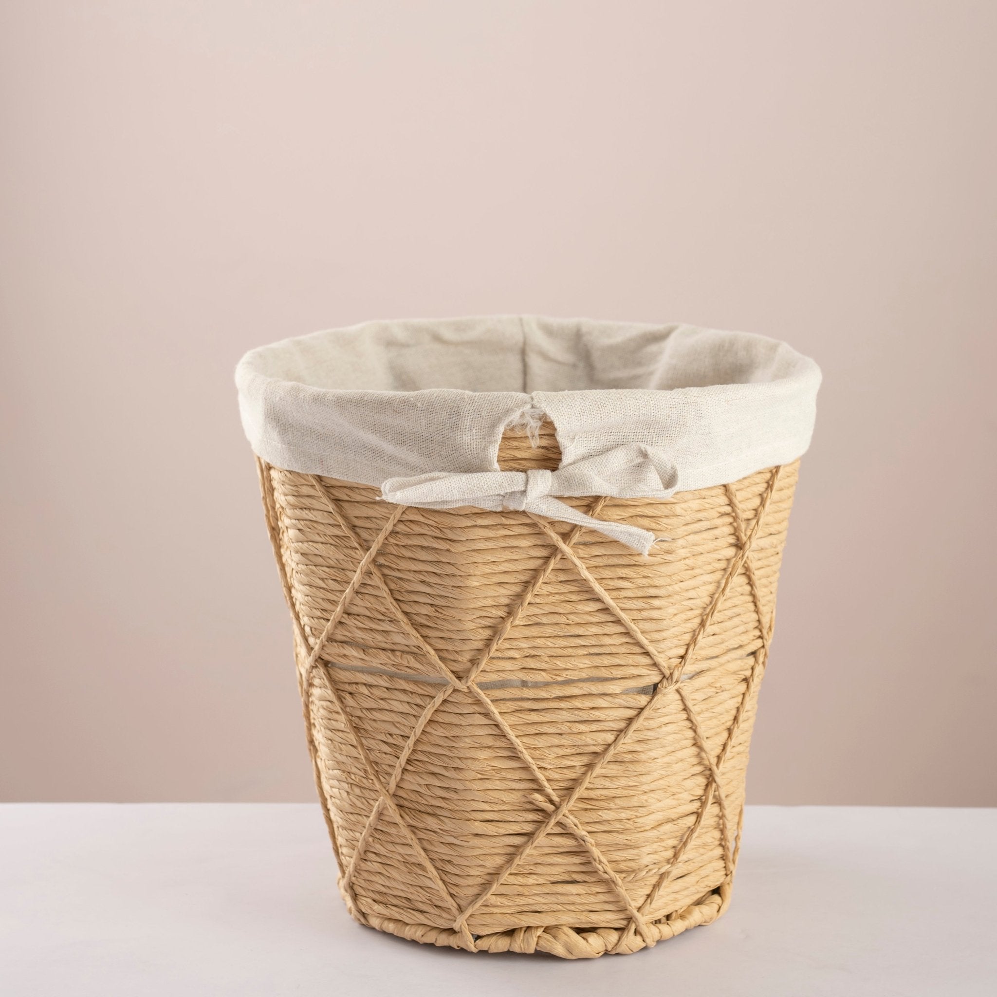 Round Woven Trash & Tissue Set - Natural - Urban Home