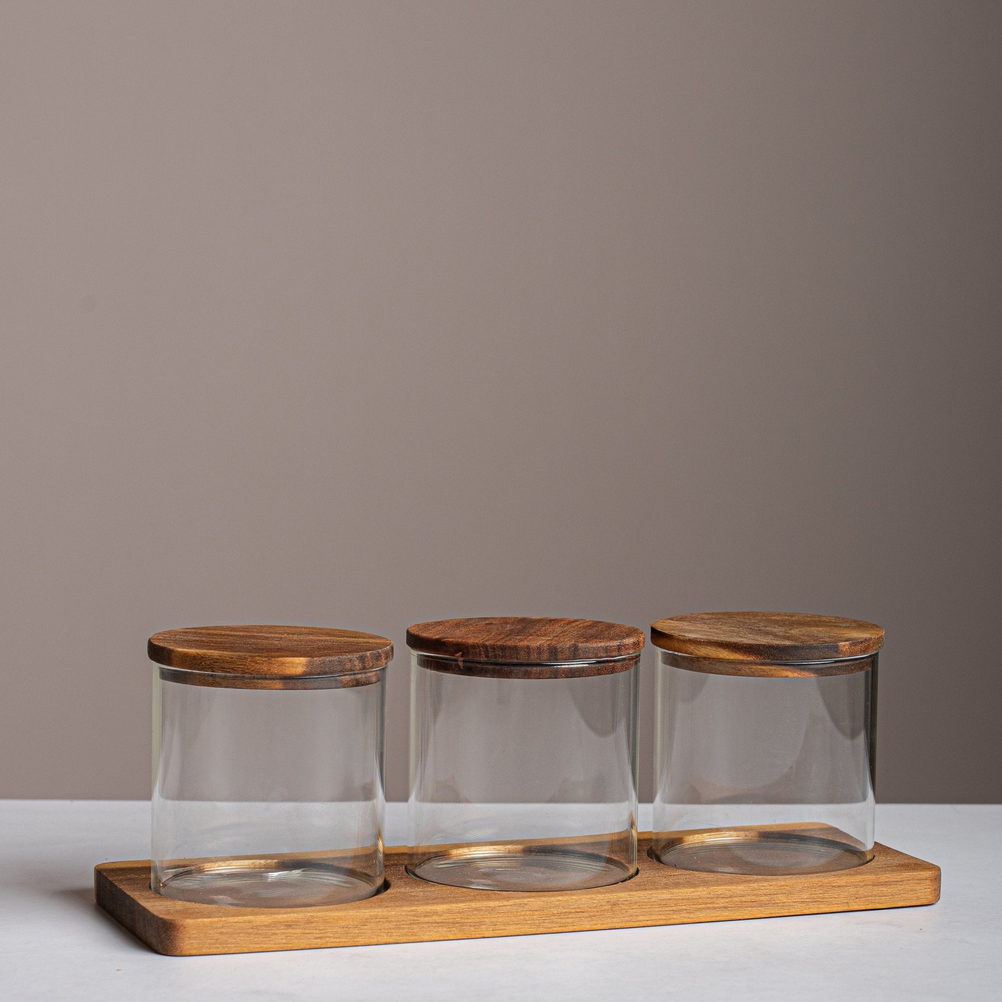 Premium Wood Jar 3 Piece Set - Urban Home