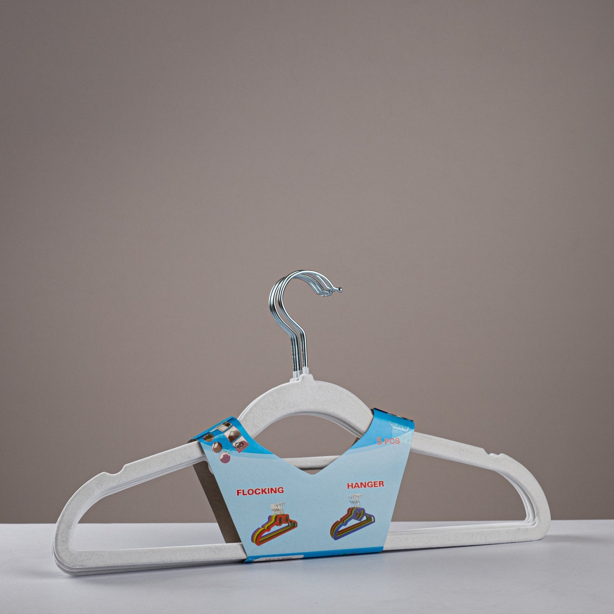 Ultra - Slim Anti - Slip Flocked Hangers - 5pcs - Urban Home