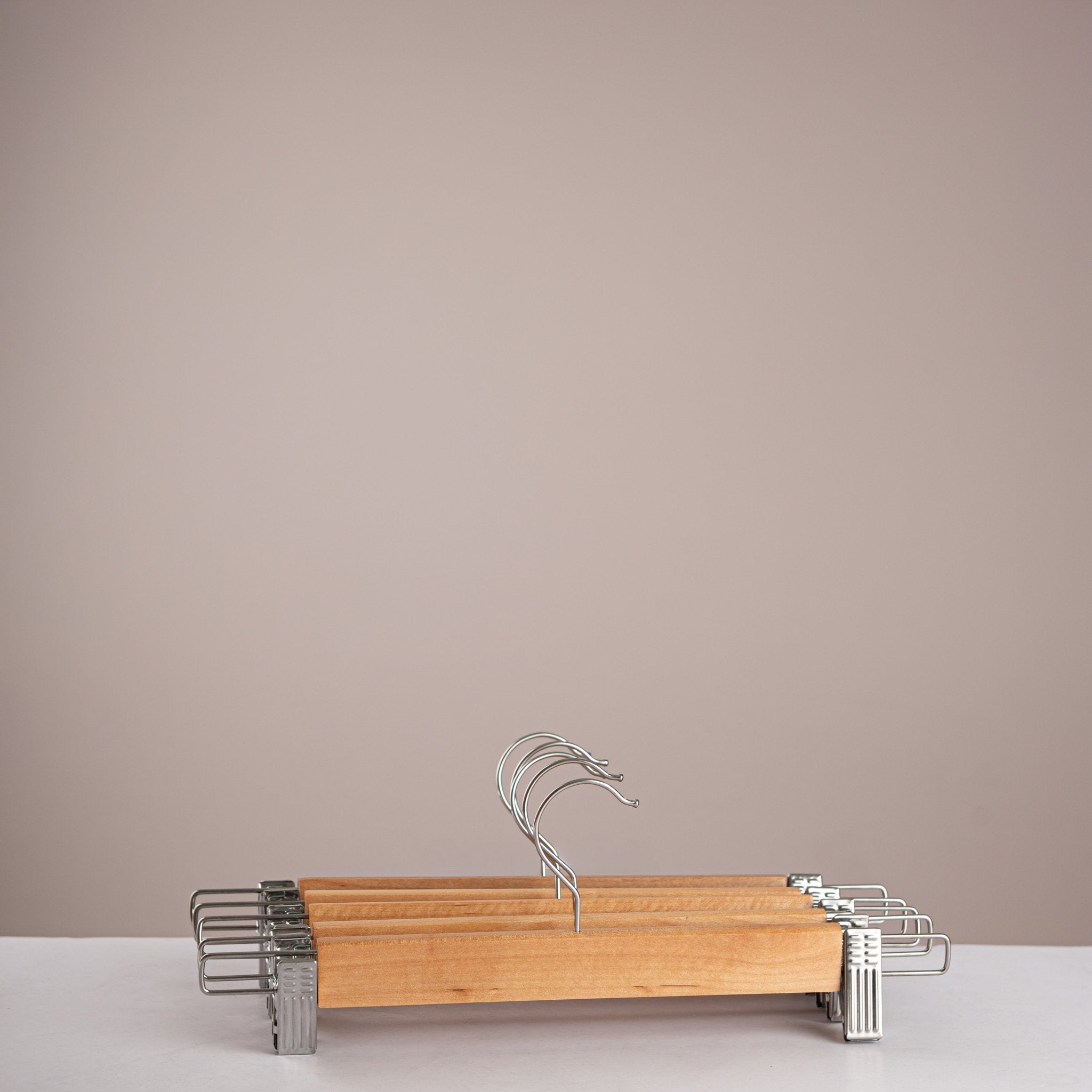 Wooden Skirt and Trouser Hanger with Adjustable Metal Clips - Urban Home