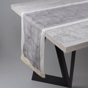 Geometric Woven Table Runner with Fringed Edges - Urban Home