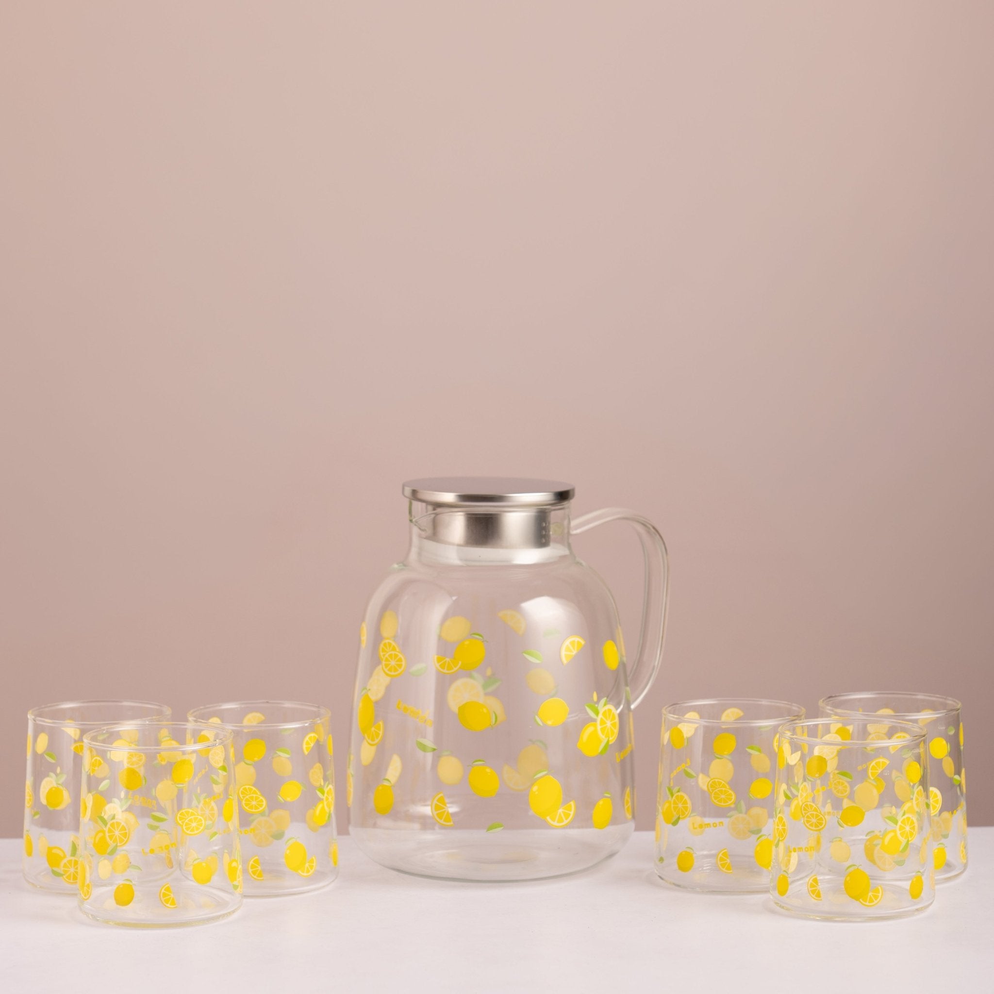 Citrus Bloom Glass Beverage Set – 7 Pieces - Urban Home