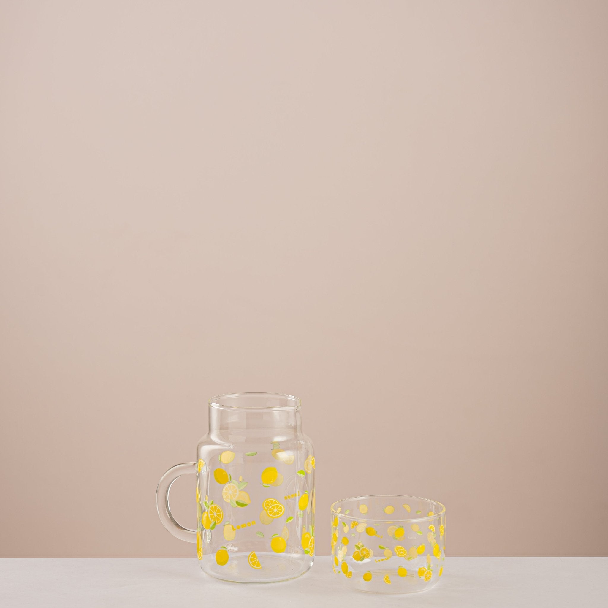 Citrus Bloom Glass Jug with Cup - Urban Home