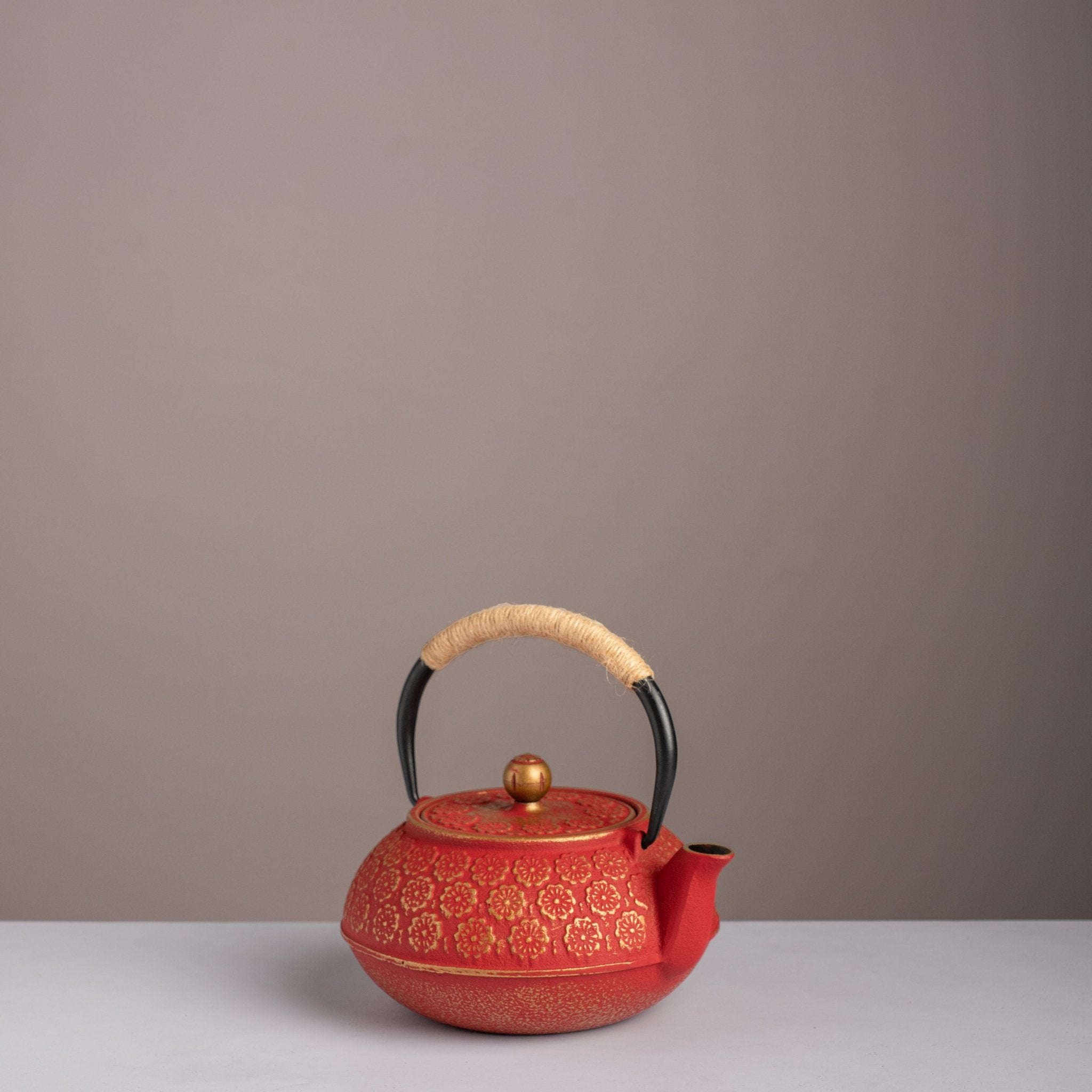 Lotus red iron cast Japanese tea pot - Urban Home