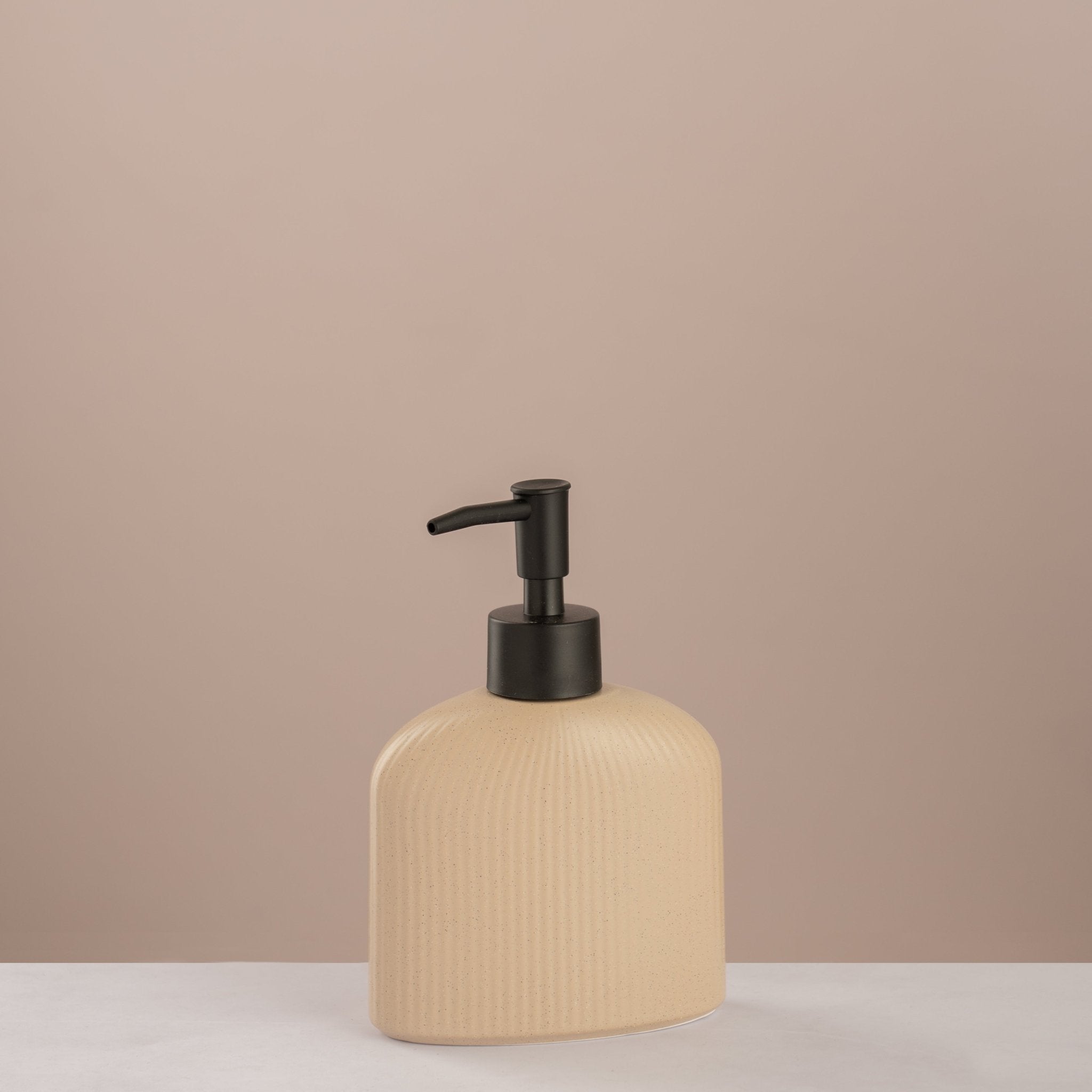 Ribbed Stone - Flecked Ceramic Soap Dispenser - Urban Home