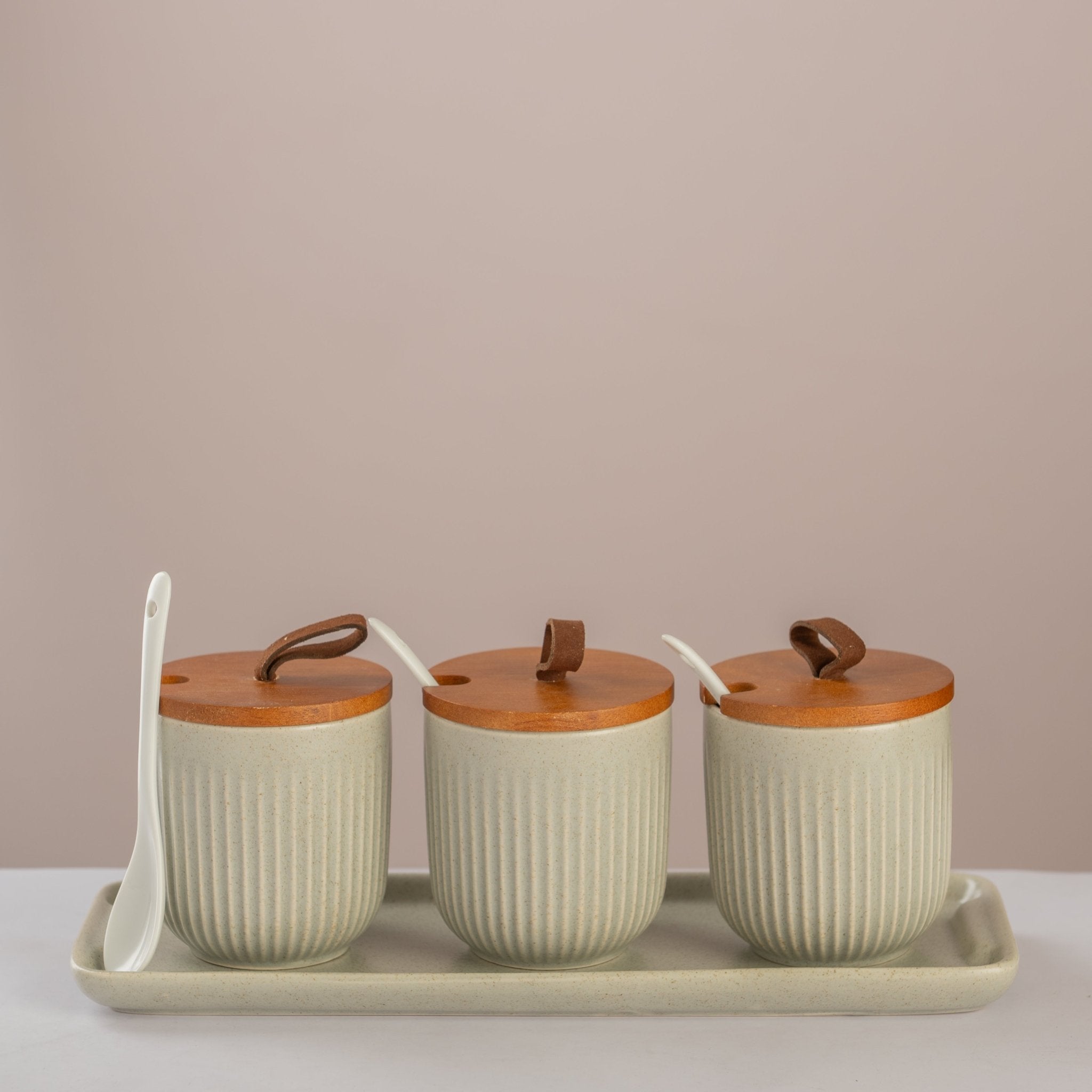 Slate Harmony Storage Jar Set with Tray - Urban Home