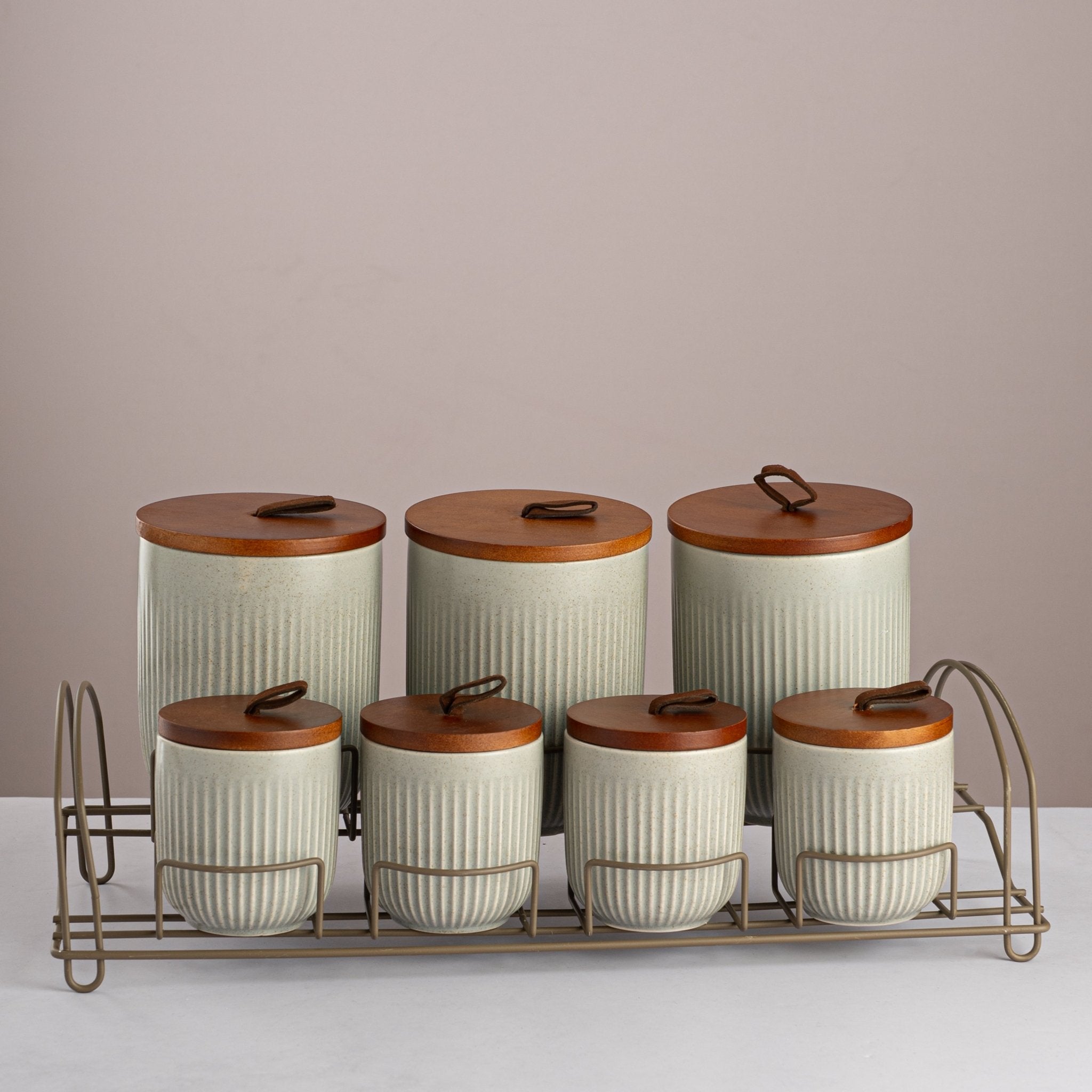 Slate Harmony 7 - Piece Jar Set with Stand - Urban Home