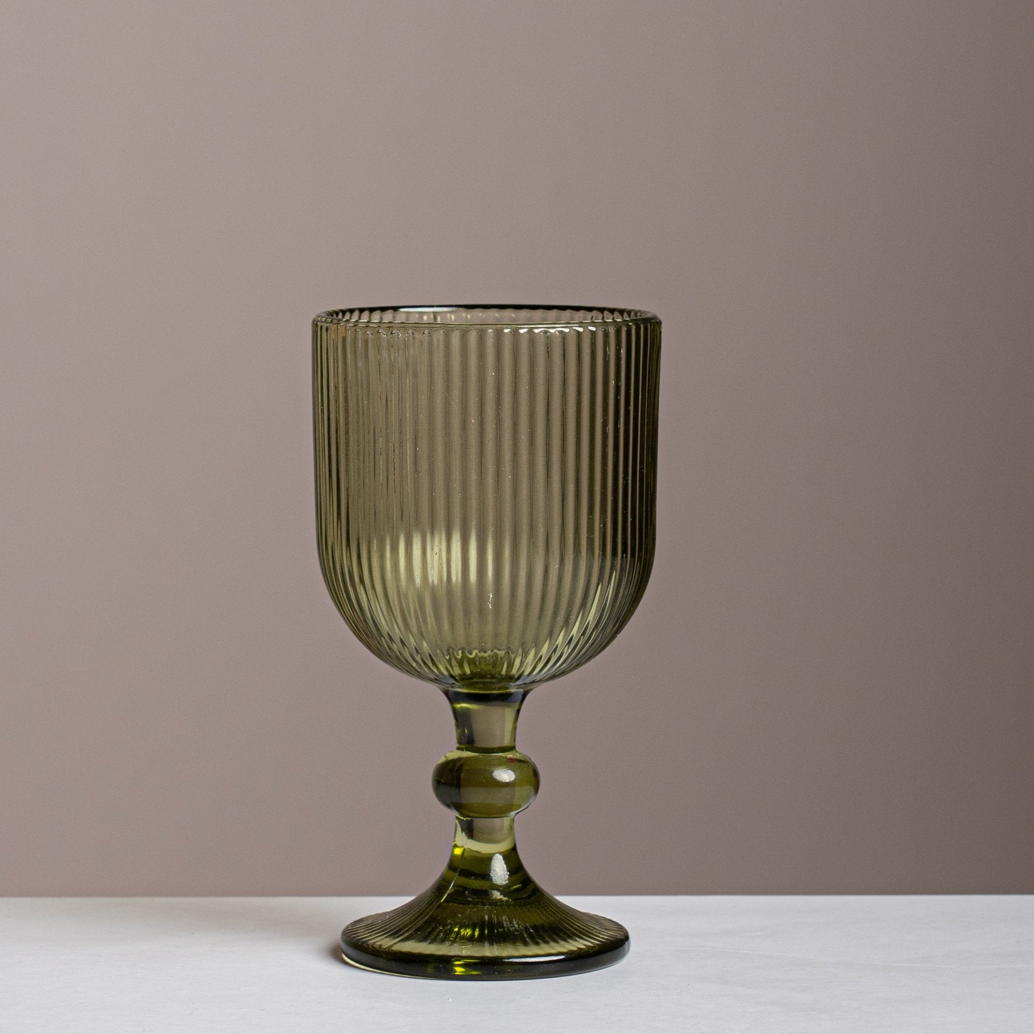 Ribbed Glass Goblet 6 Piece Set - Urban Home