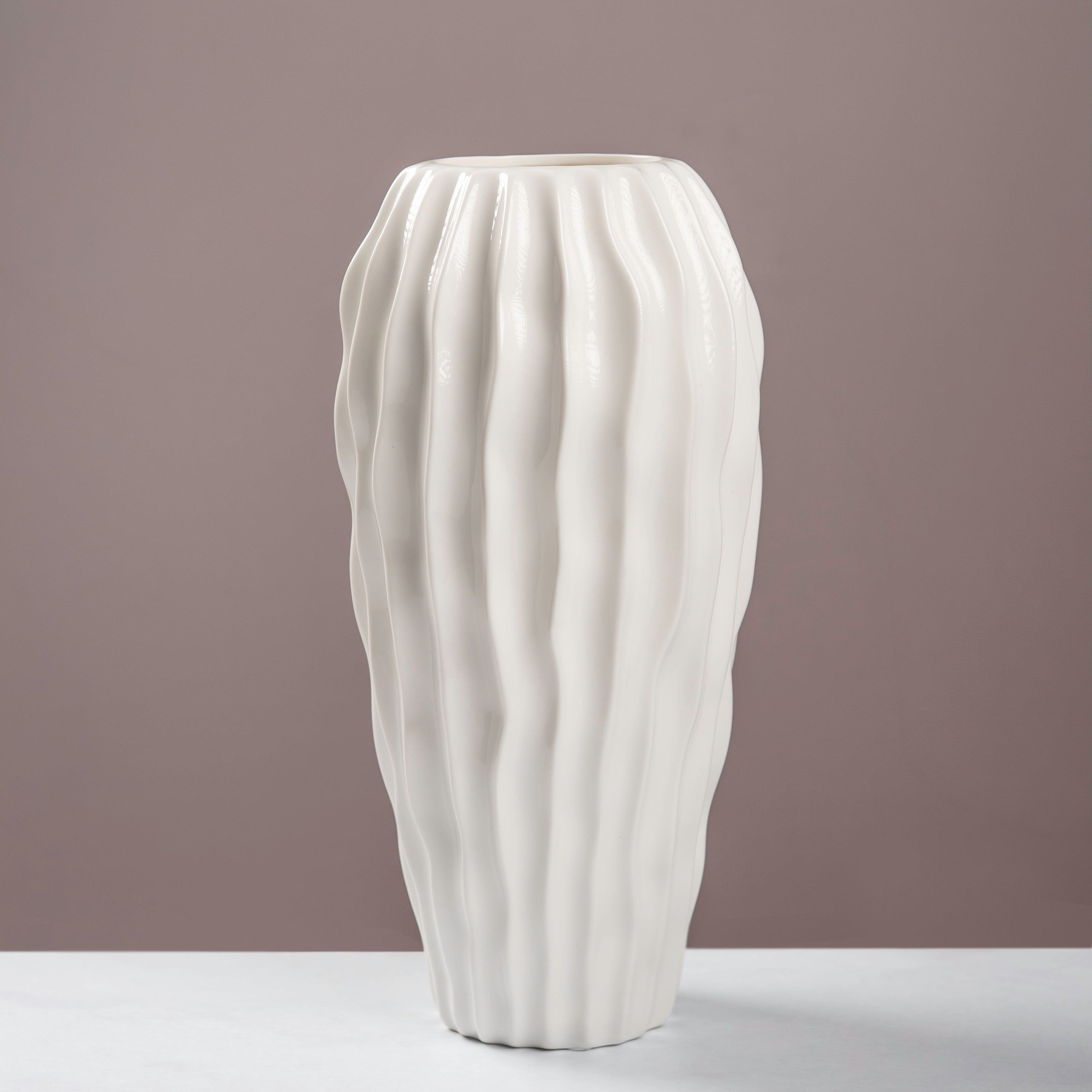 The Ripple Fluted Ceramic Statement Vase