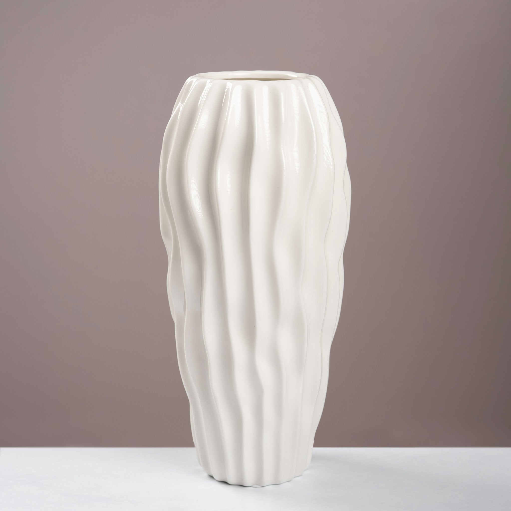 The Ripple Fluted Ceramic Statement Vase - Urban Home