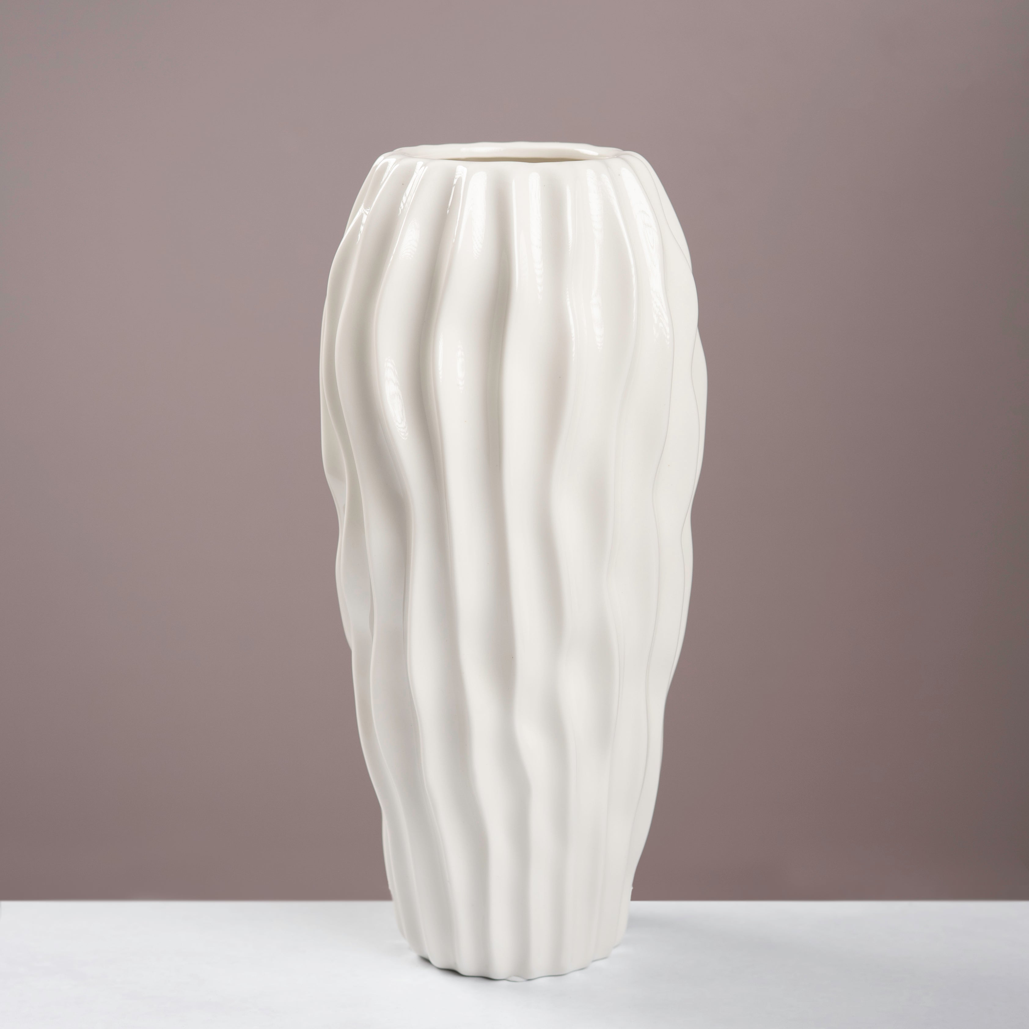 The Ripple Fluted Ceramic Statement Vase