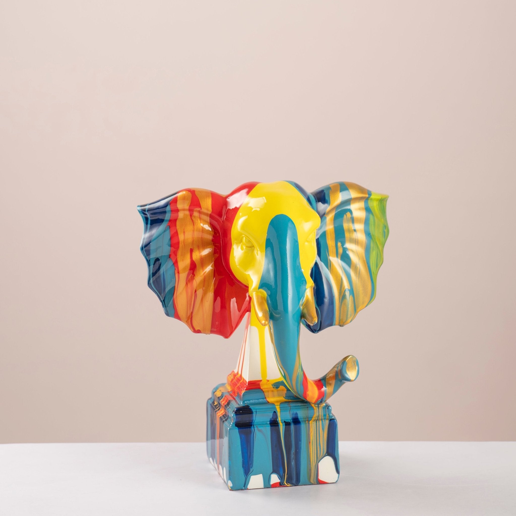 Drip Art Elephant Sculptural Piece - Urban Home