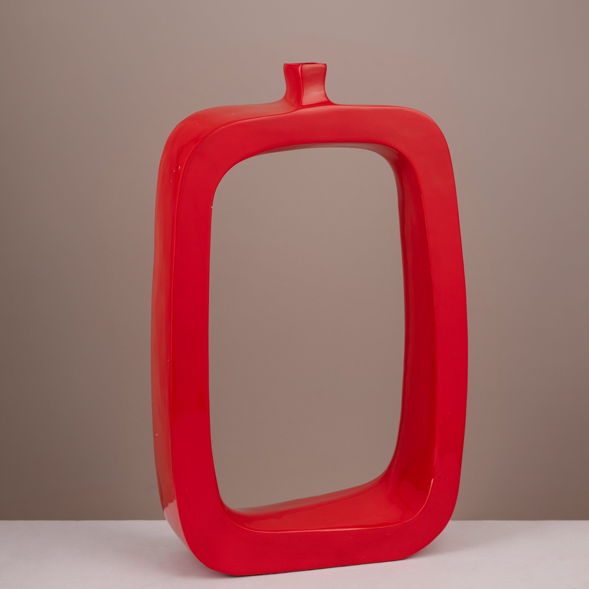 Sculptural Ceramic Vase – Bold Red - Urban Home