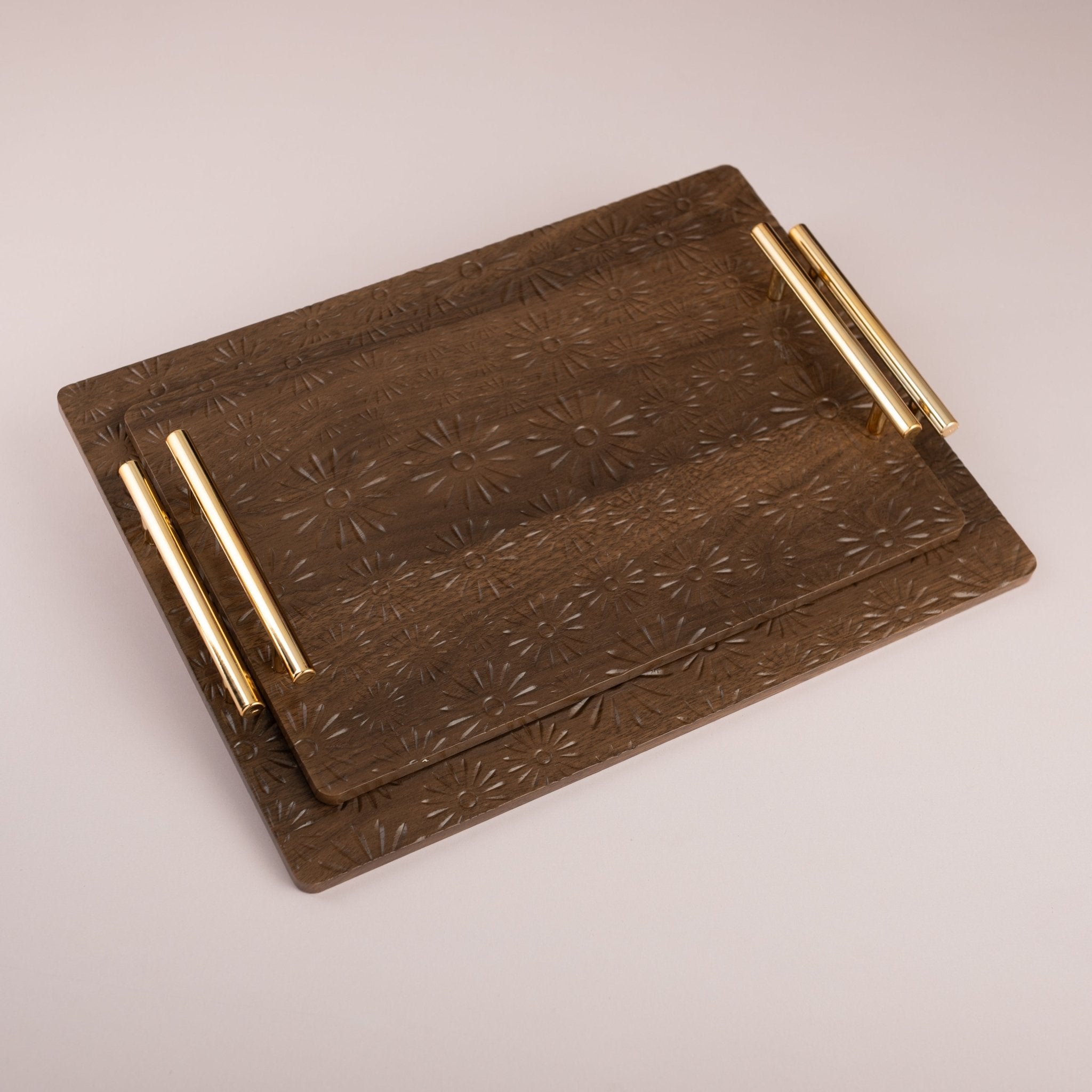 Wooden Engraved Tray Set - Urban Home