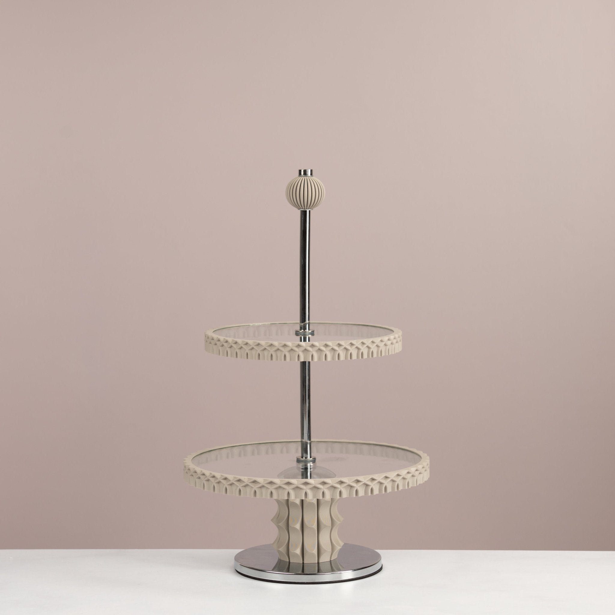 Minimalist 2-Tier Cupcake Stand – 42cm 3D Printed Architectural Cake & Pastry Display - Urban Home