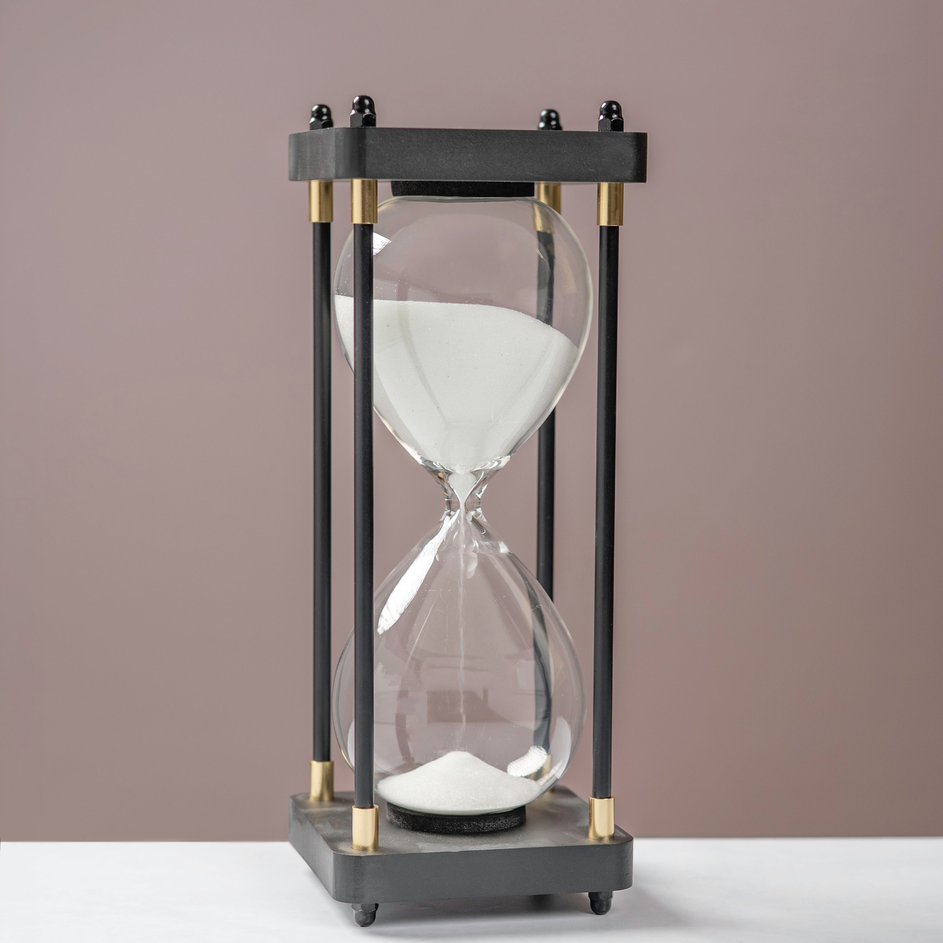 Meridian Matte Black and Brass Architectural Table Clock