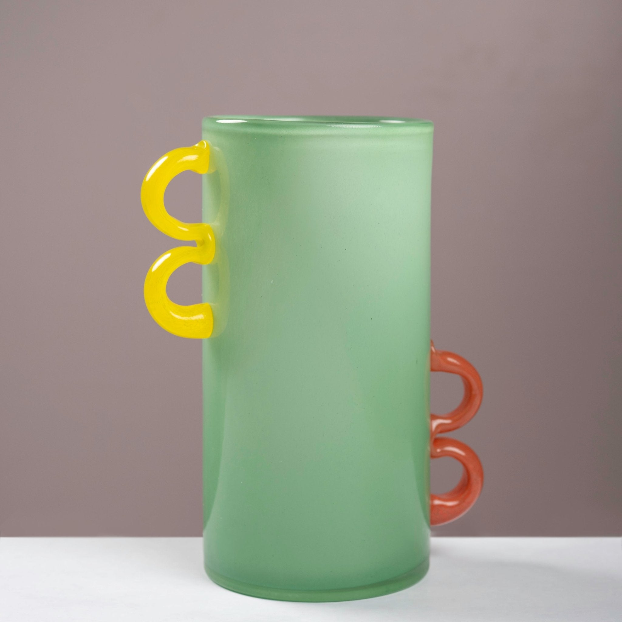 Translucent Green Glass Vase with Contrast Multi-Handles - Urban Home