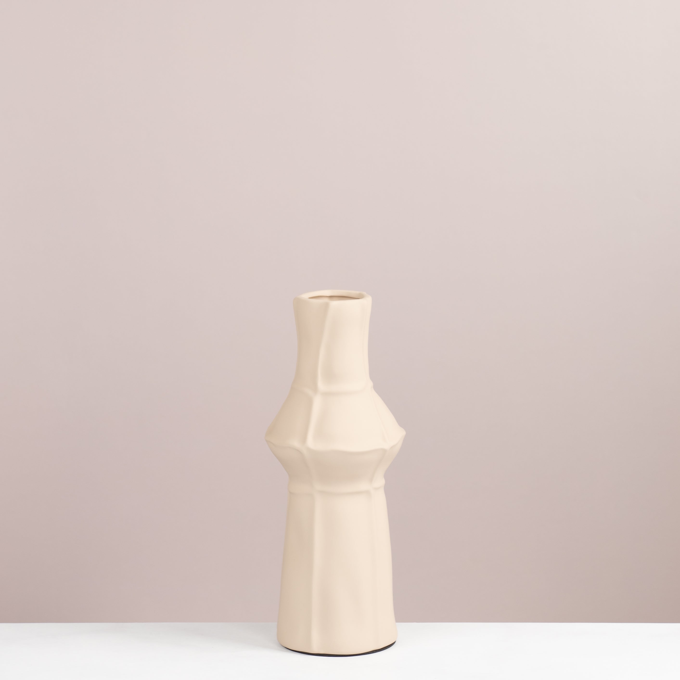 Faceted Ivory Ceramic Vase
