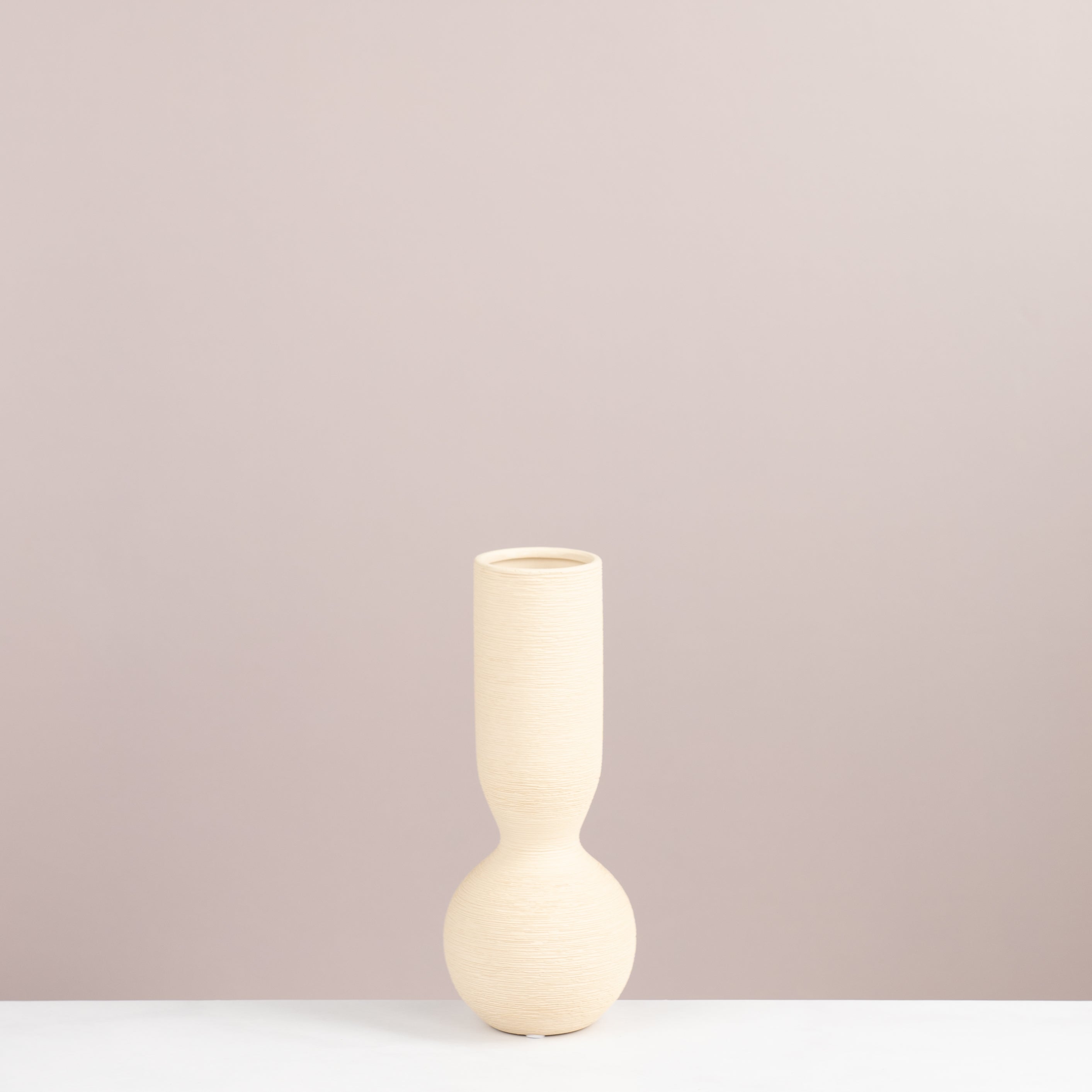 Ivory Hourglass Textured Vase